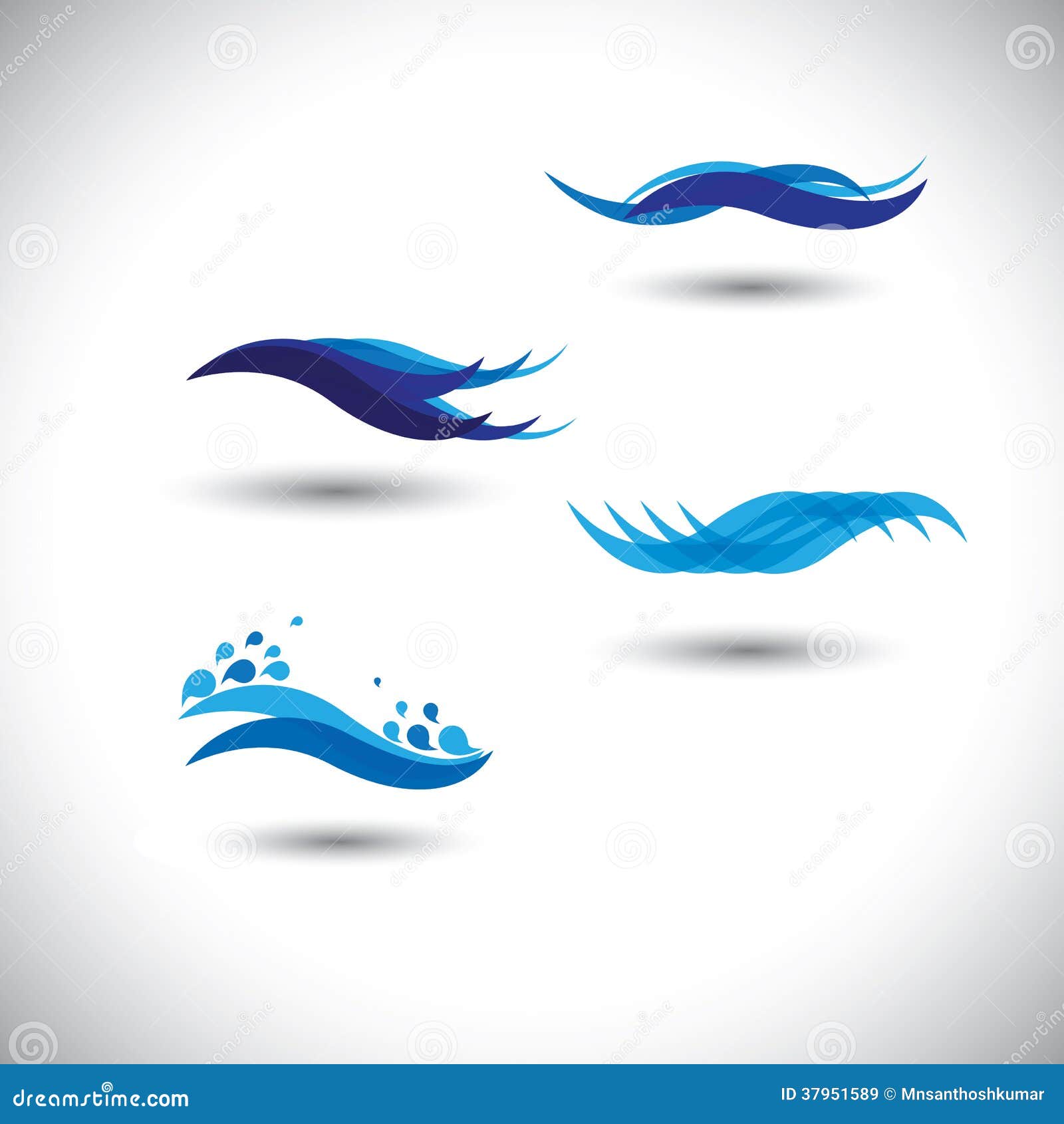 Water Concept Vector - Set Of Flowing Blue Wave Lines Stock Vector