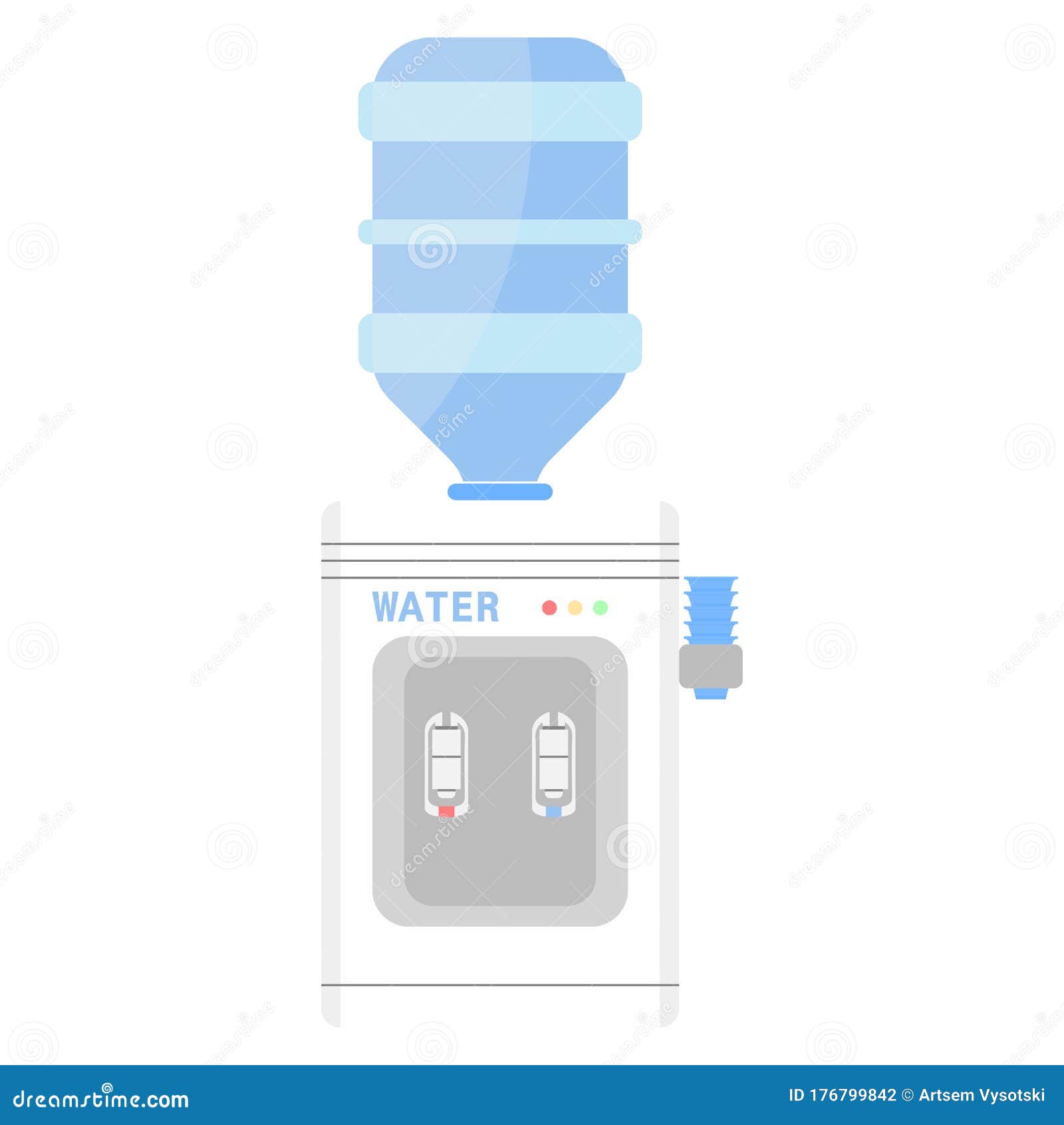 Water Cooler With Plastic Bottle. Water Dispenser . Vector Illustration