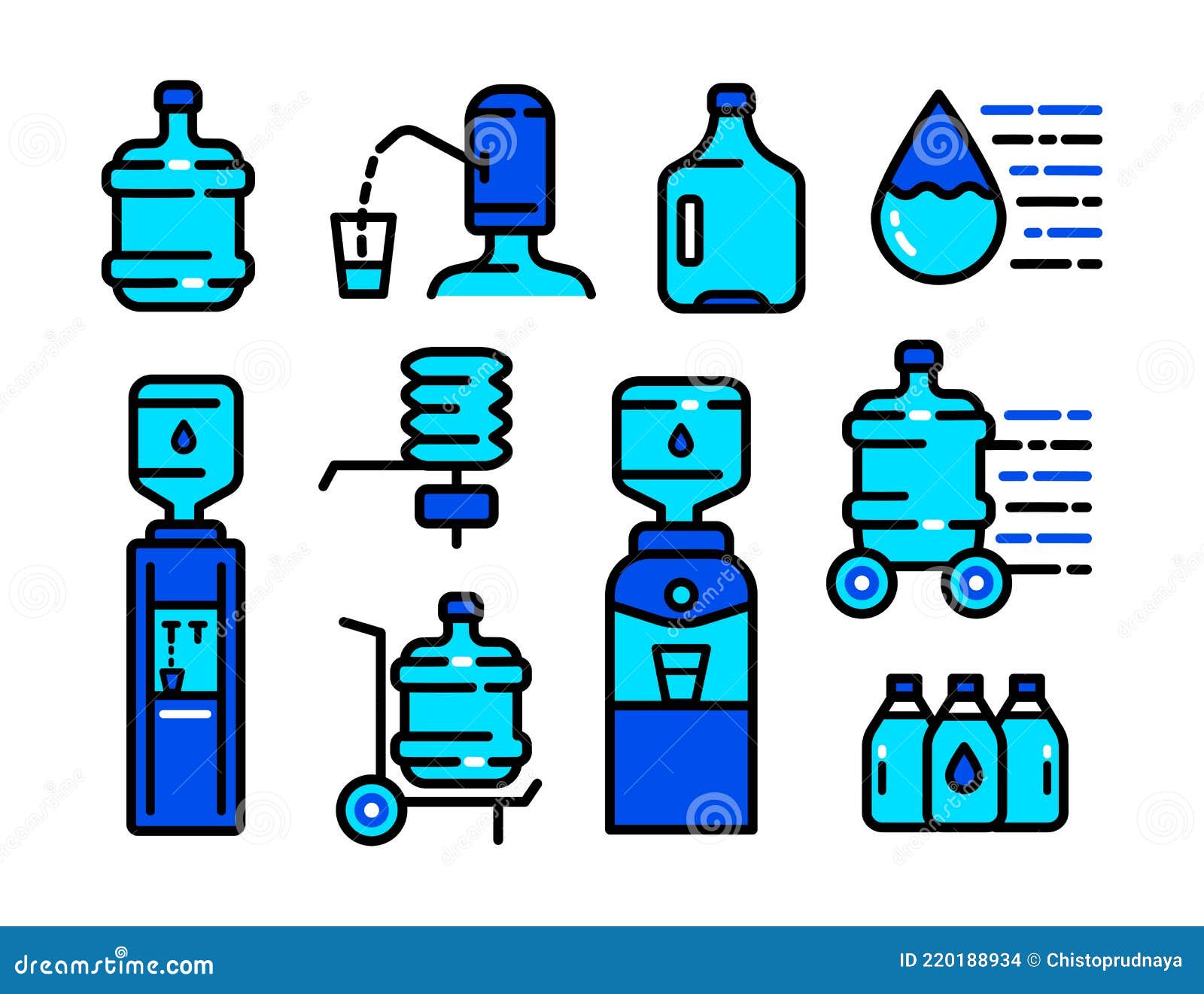 Water Cooler Simple Style Icon Set Stock Vector - Illustration of drop ...