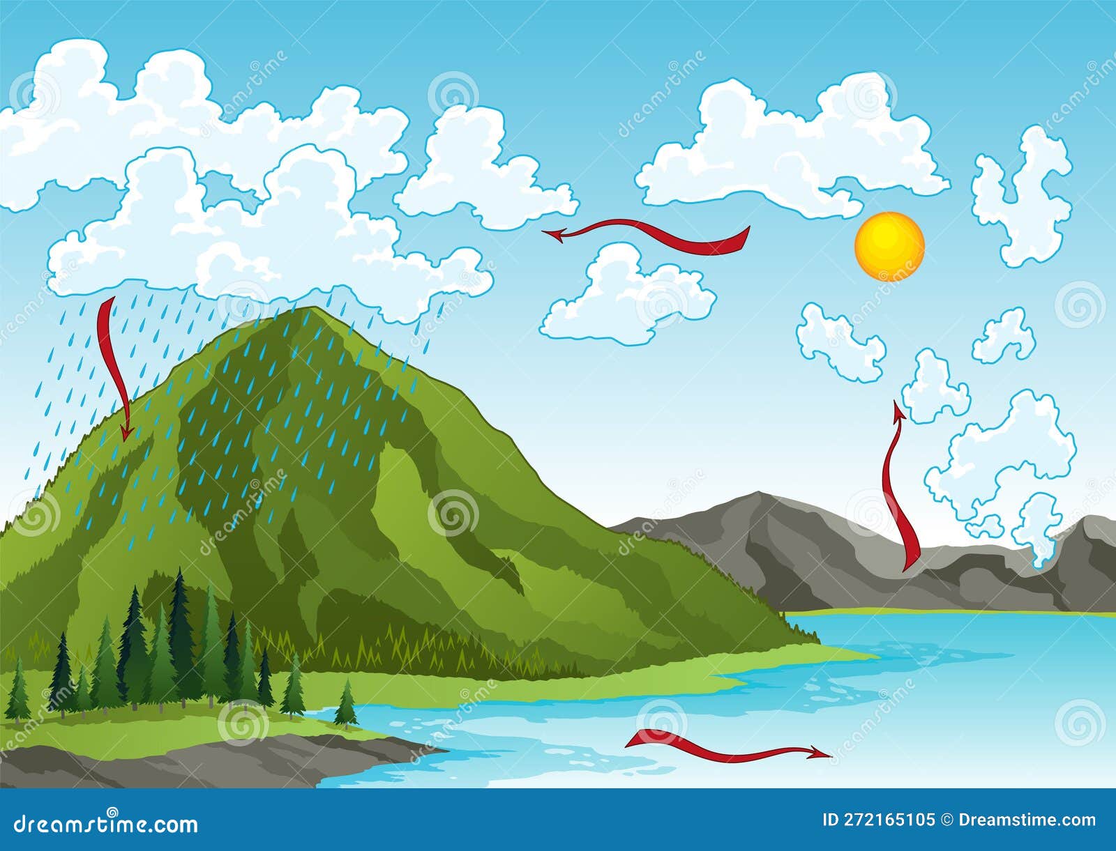 Water Cycle Diagram. Earth Hydrologic Process. Environmental