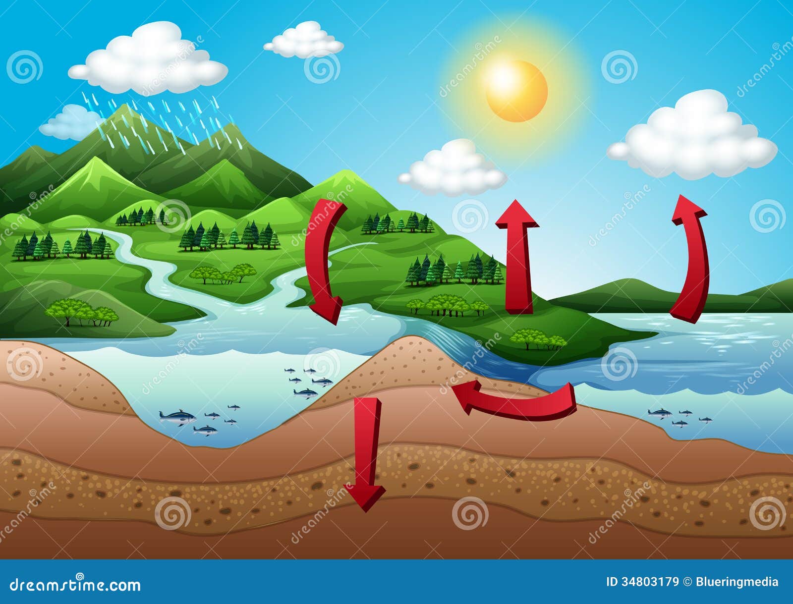 The water cycle stock illustration. Illustration of science - 34803179