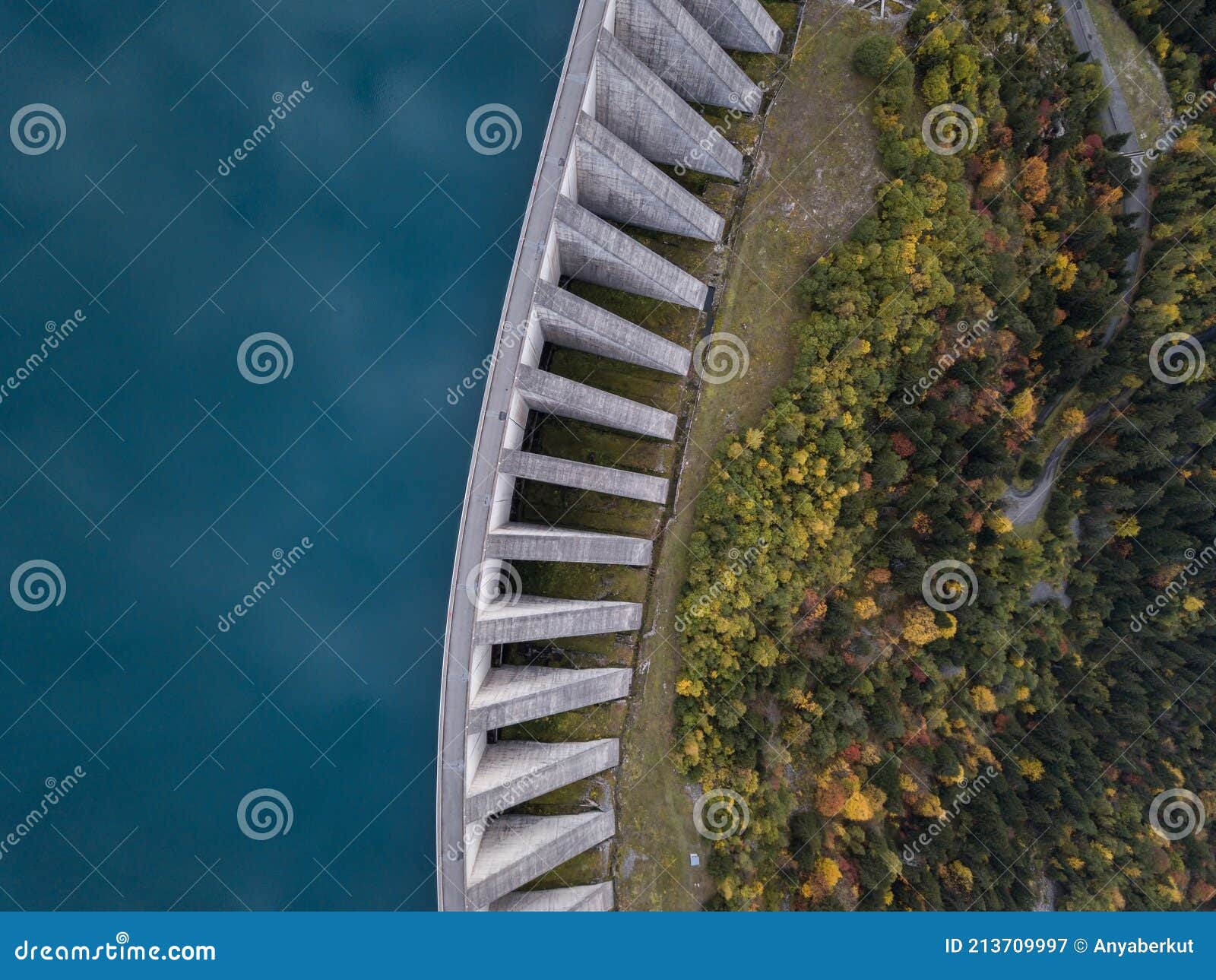 water dam view from above, renewable energy