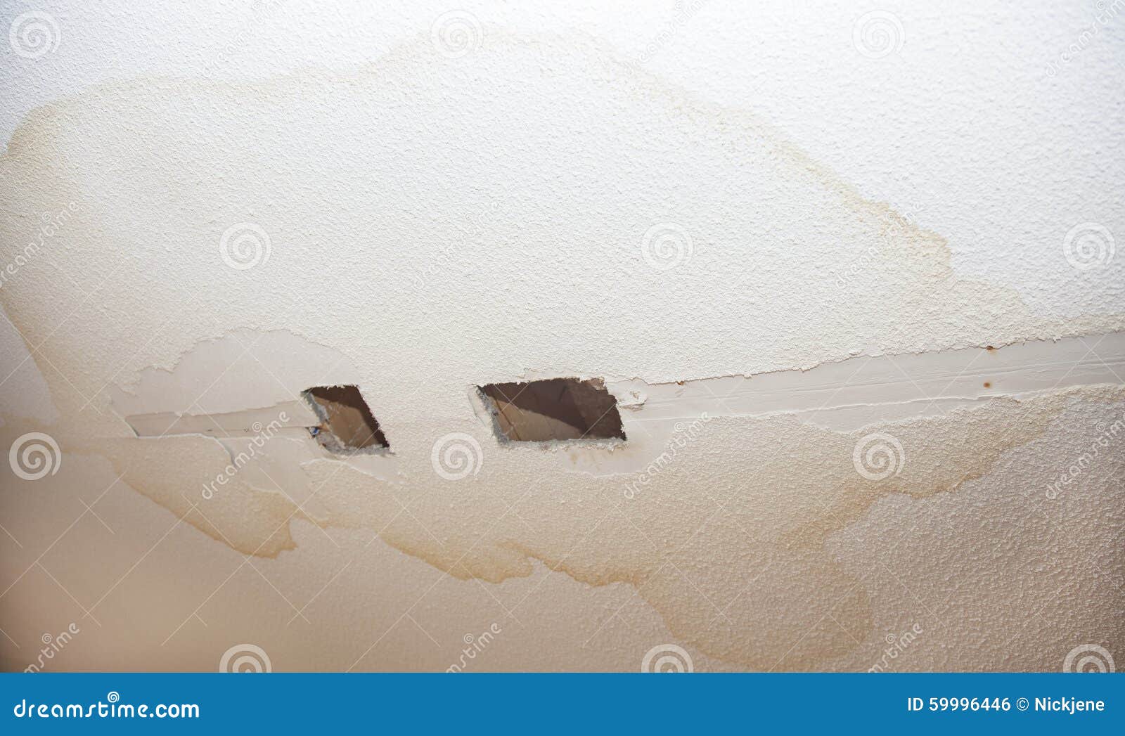 Water Damage On Spray Texture Ceiling Stock Photo Image Of