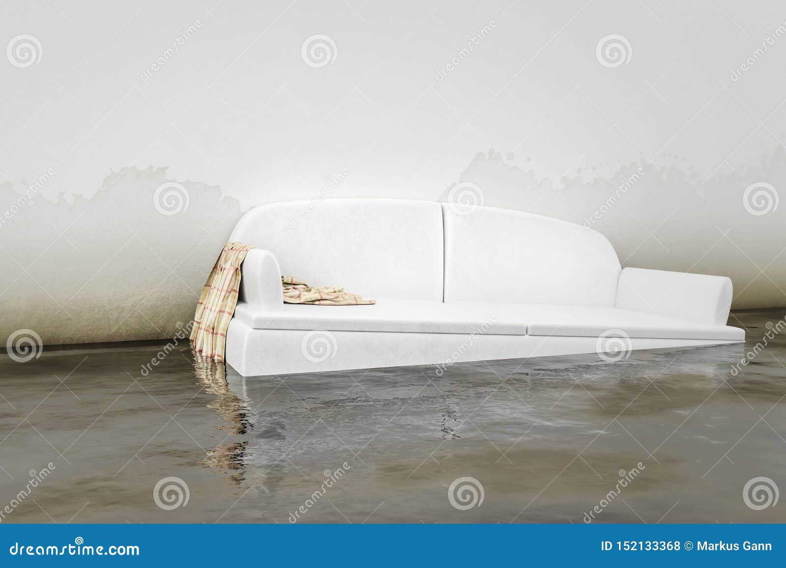 Water damage white sofa stock illustration. Illustration of flood