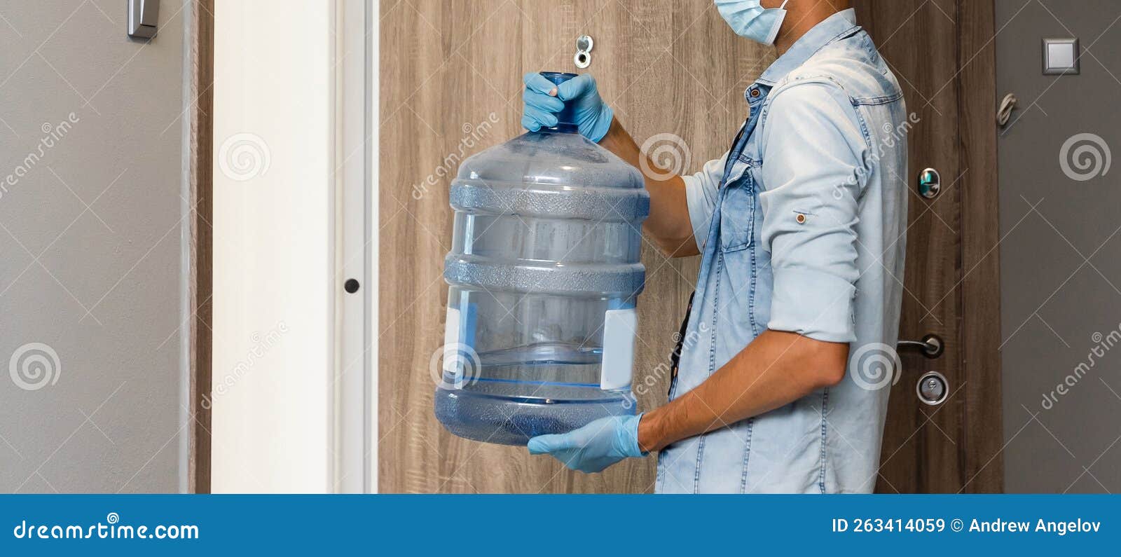 Water Delivery Courier with a Bottle. Stock Image Image of bottle