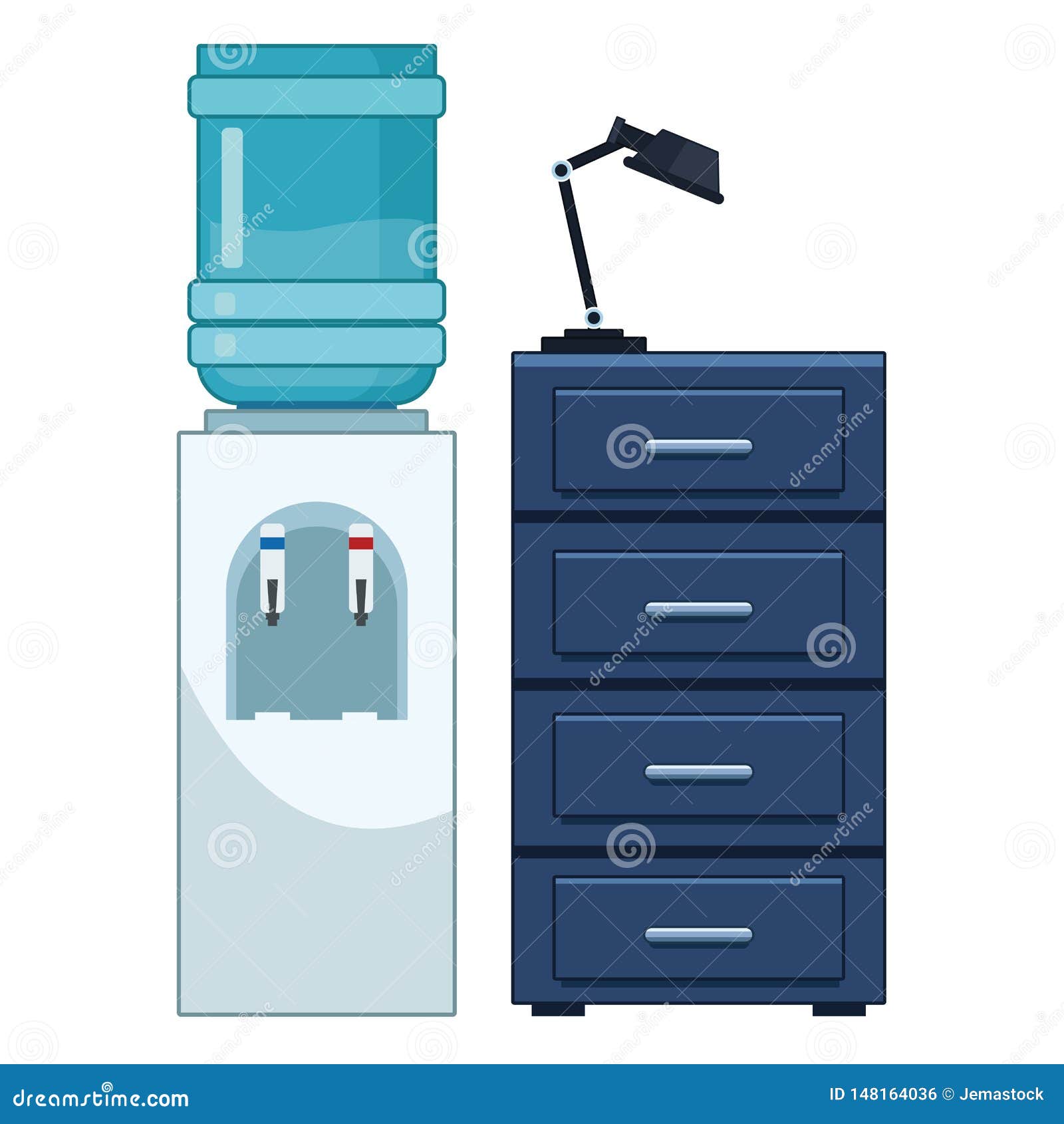 Water Dispenser And File Cabinet Stock Vector Illustration Of