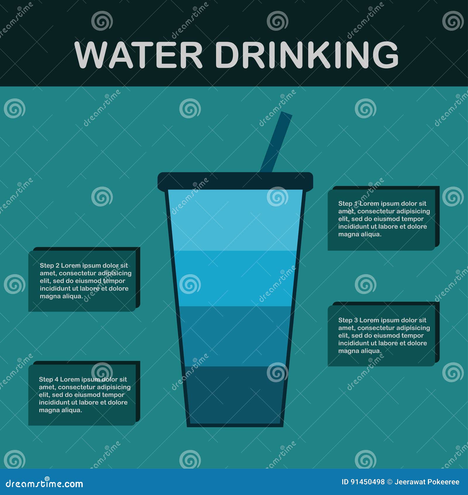 Water Drinking Infographic. Stock Vector Illustration of infographic