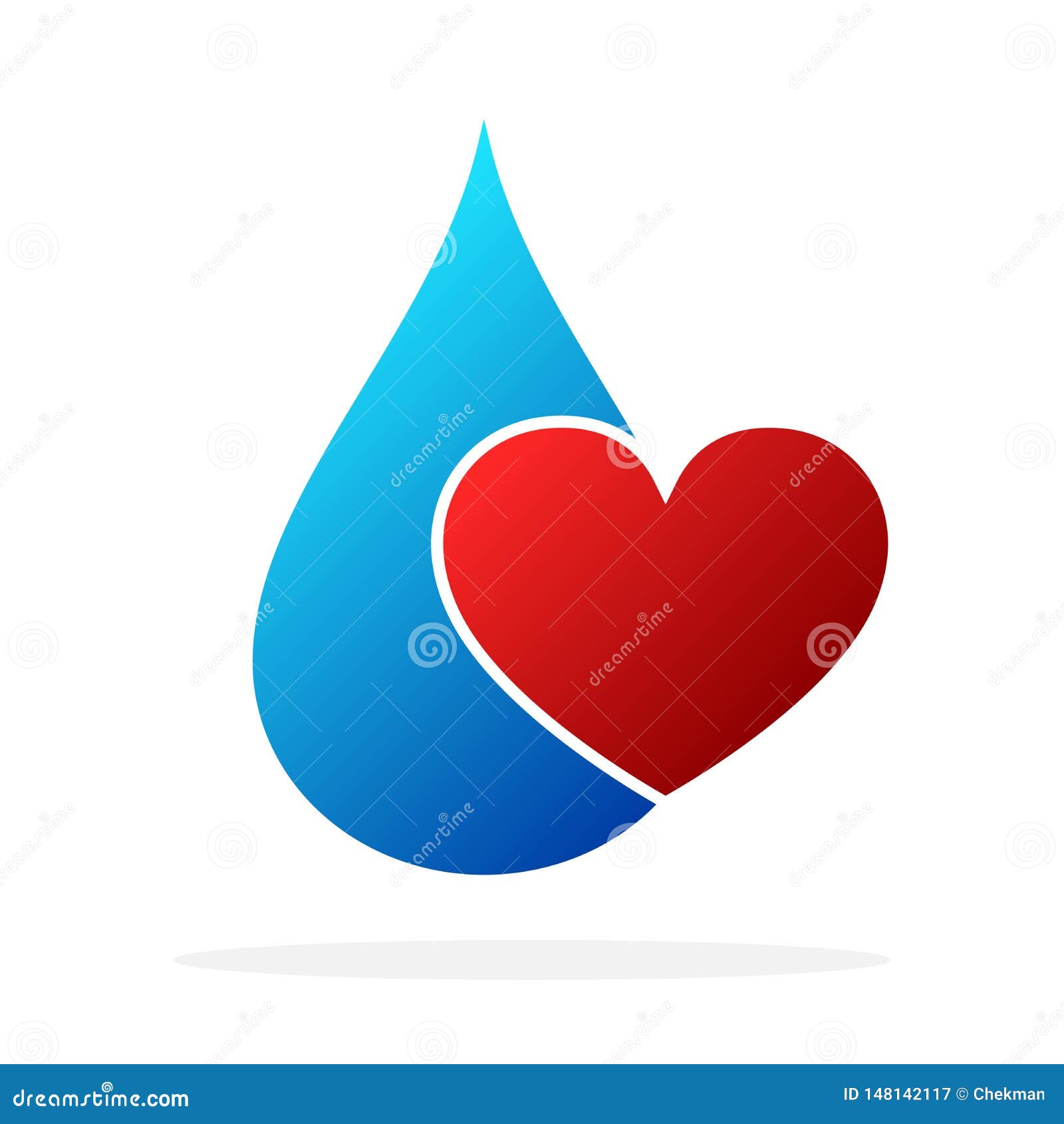 Water Drop with Red Heart. Vector Illustration Stock Illustration