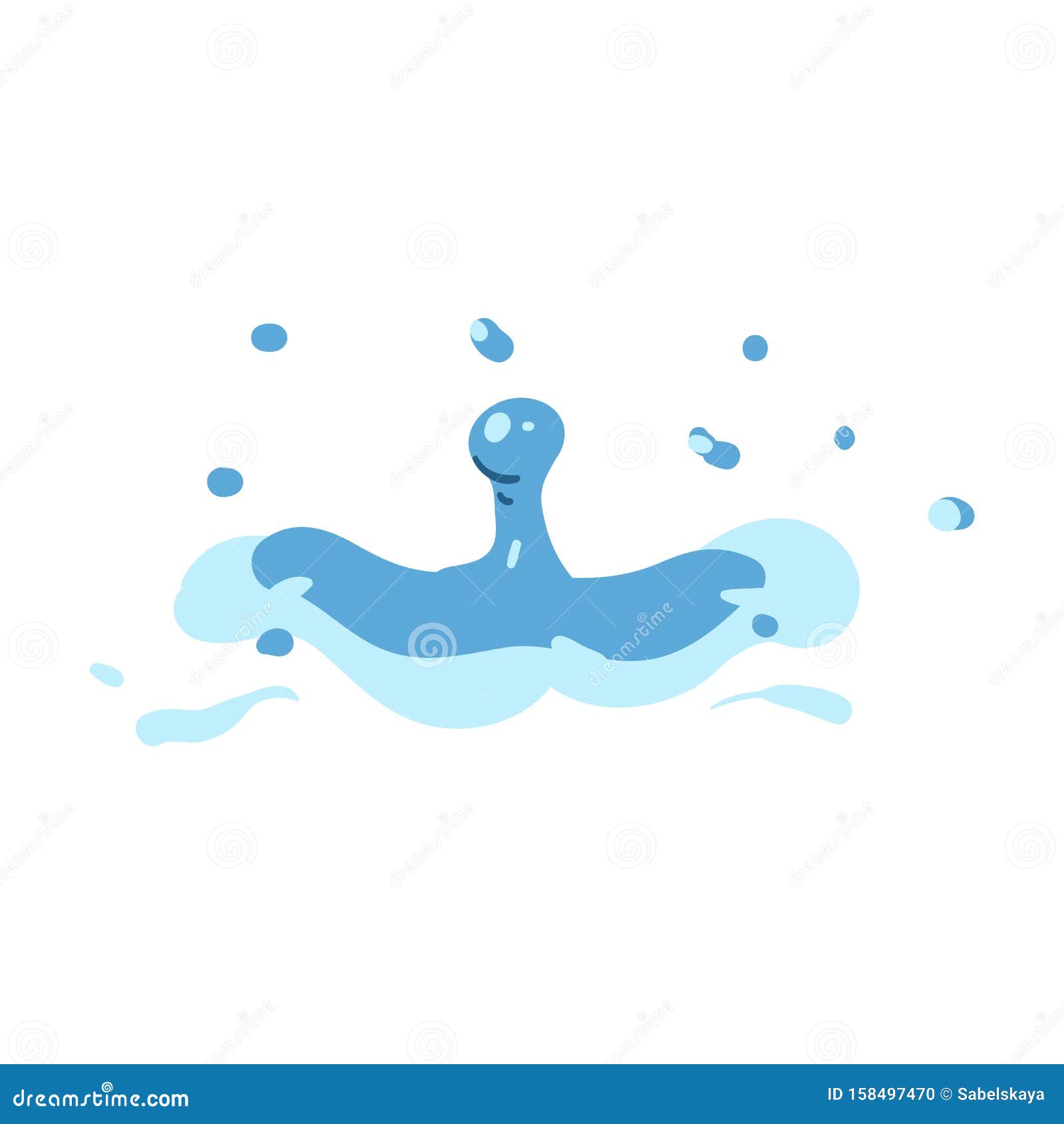 Water Drop Splash Motion Drawing Isolated on White Background Stock