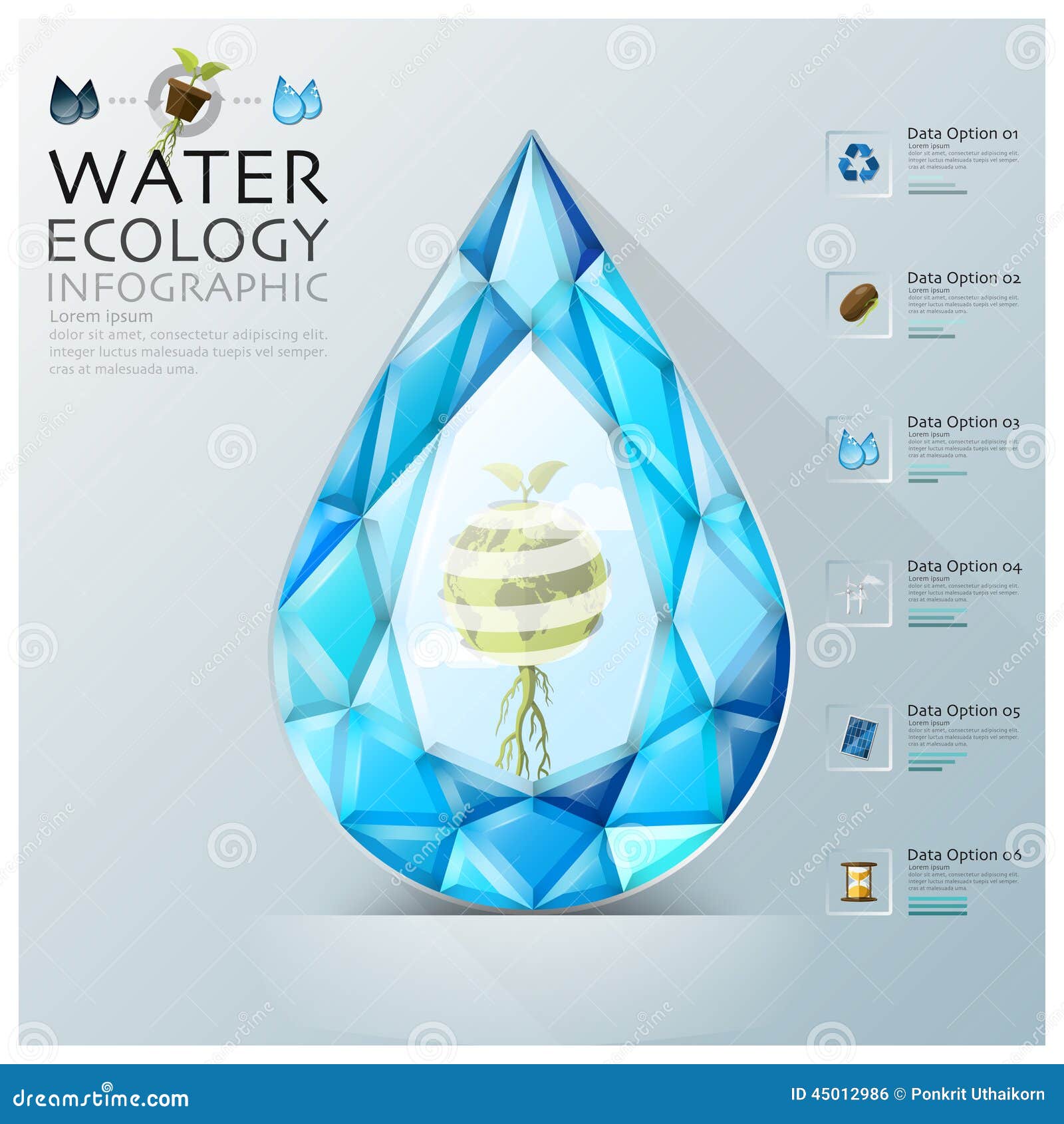 water drop three dimension polygon ecology and environment infographic