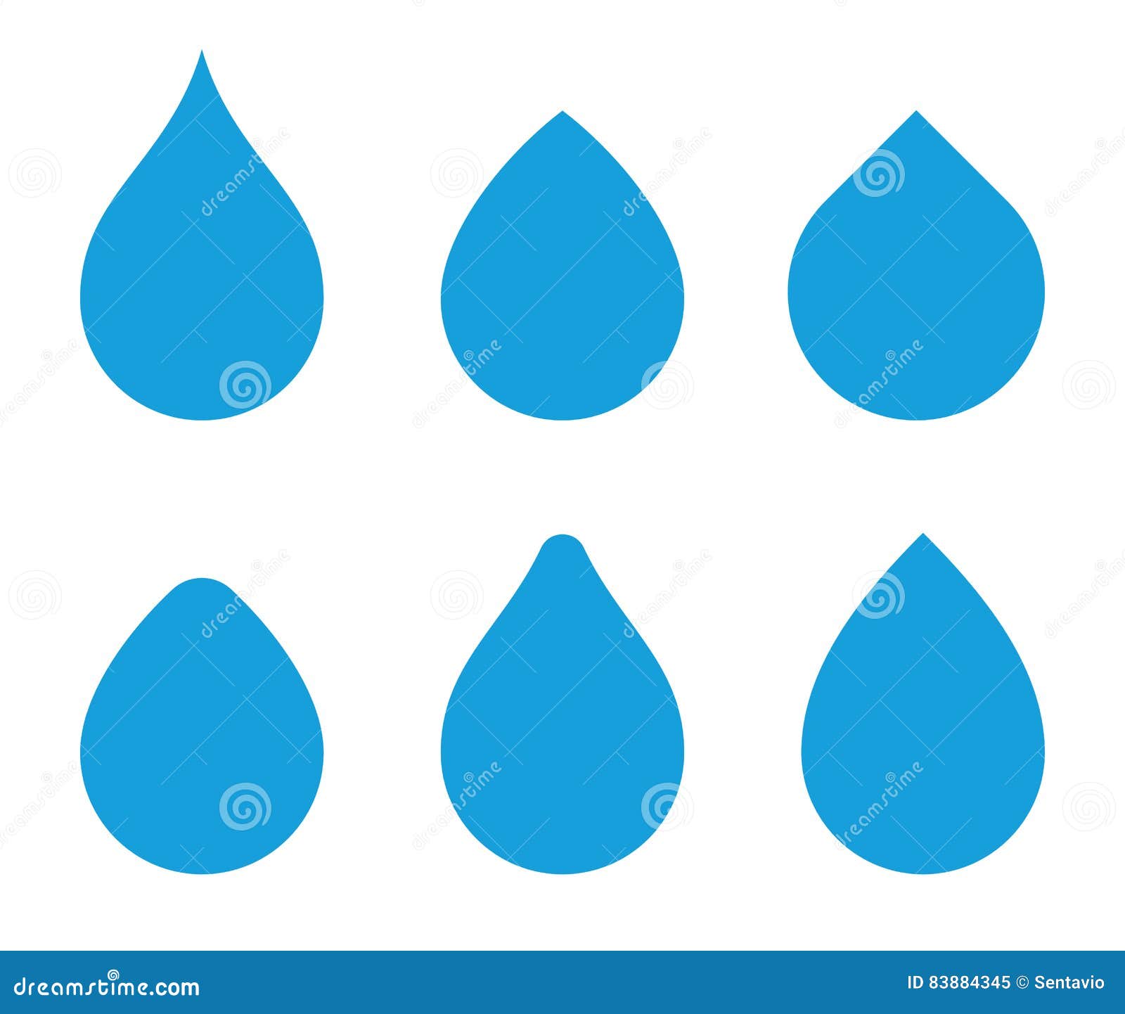 Water Drop Vector Shape Set. Waterdrop Icons. Aqua Droplets Templates