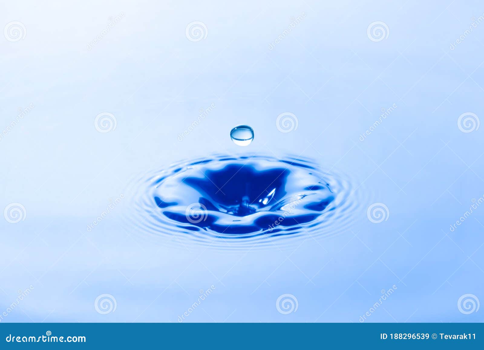 Water Droplet Falling Impact with Water Surface. Causing Rings on Water