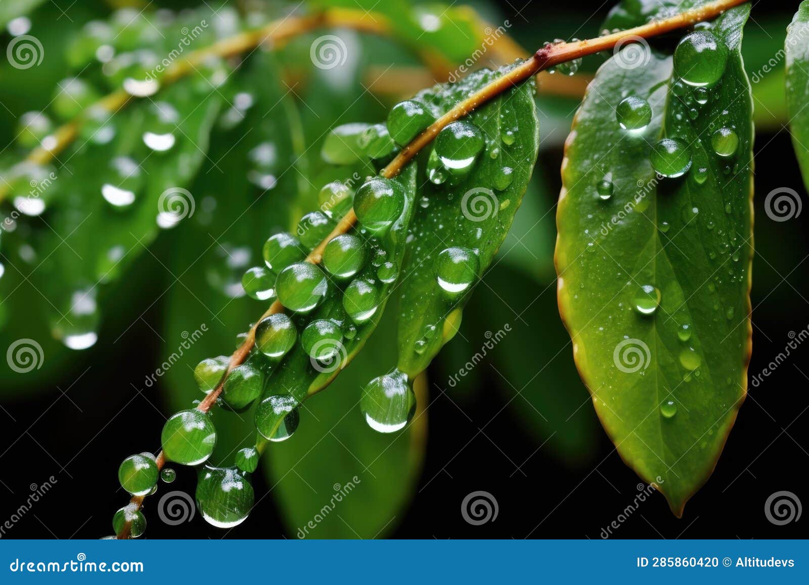 Water Droplets on Leaves from Drip System Stock Photo Image of