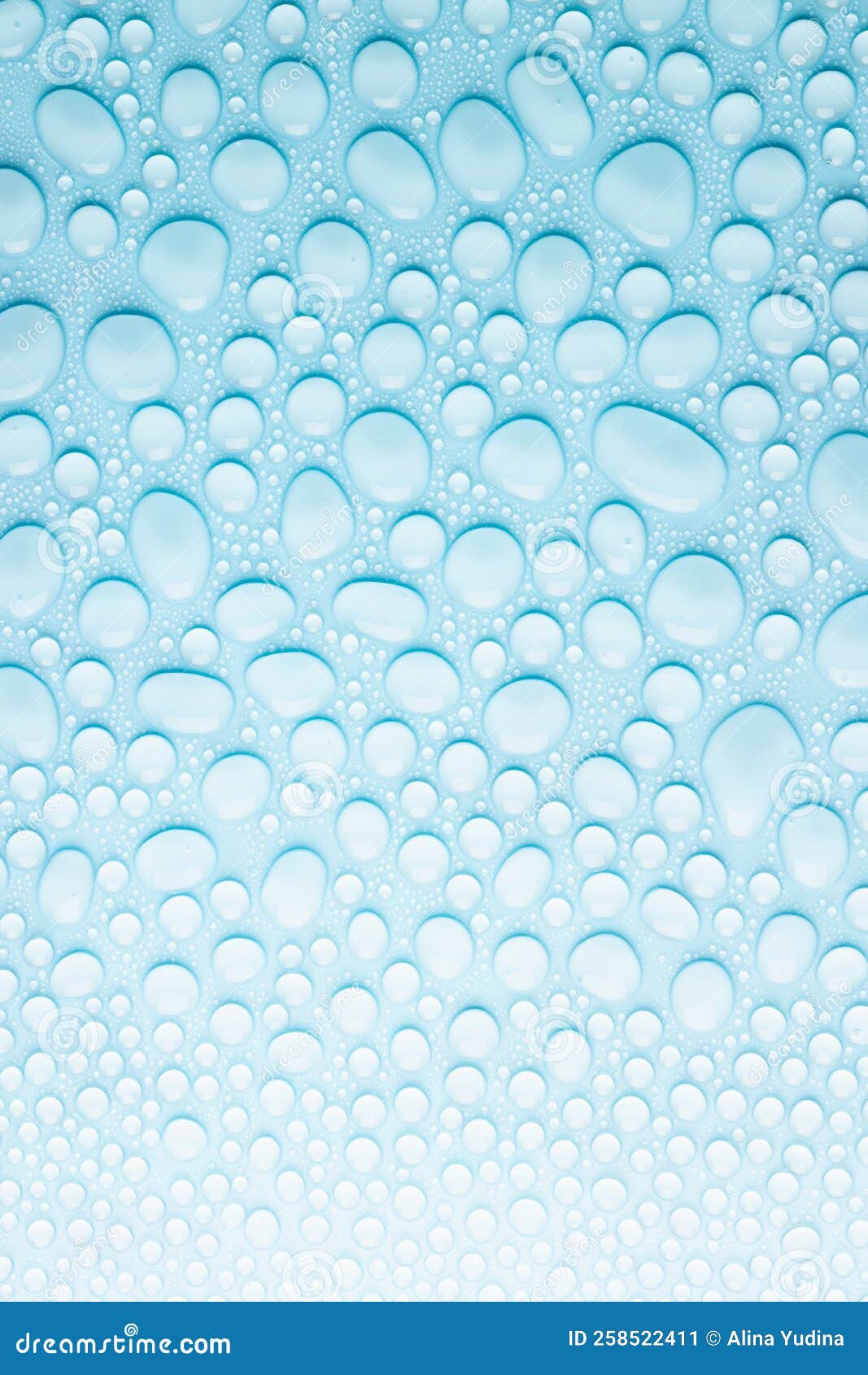 Water Droplets on Soft Light Aqua Blue Background As Fresh Cold Color
