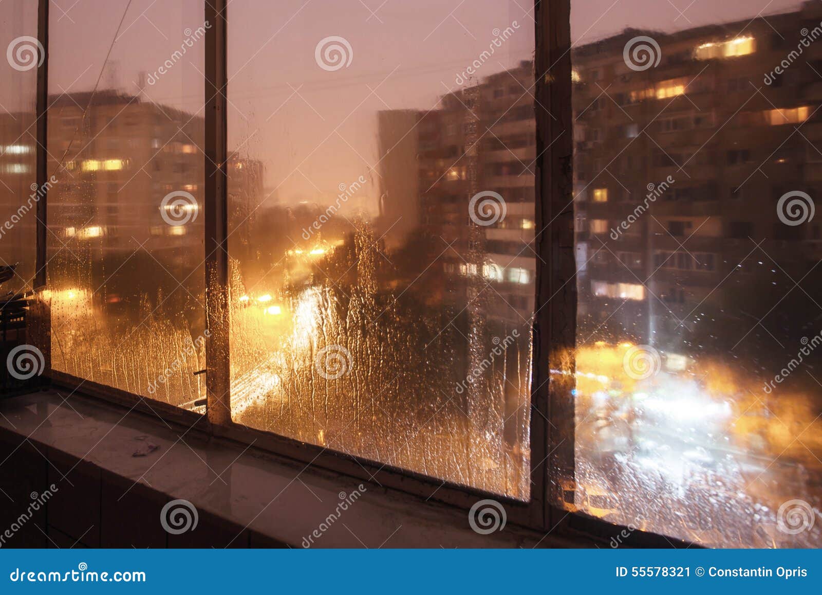 Water Drops on Apartment Window Stock Image Image of night, storm