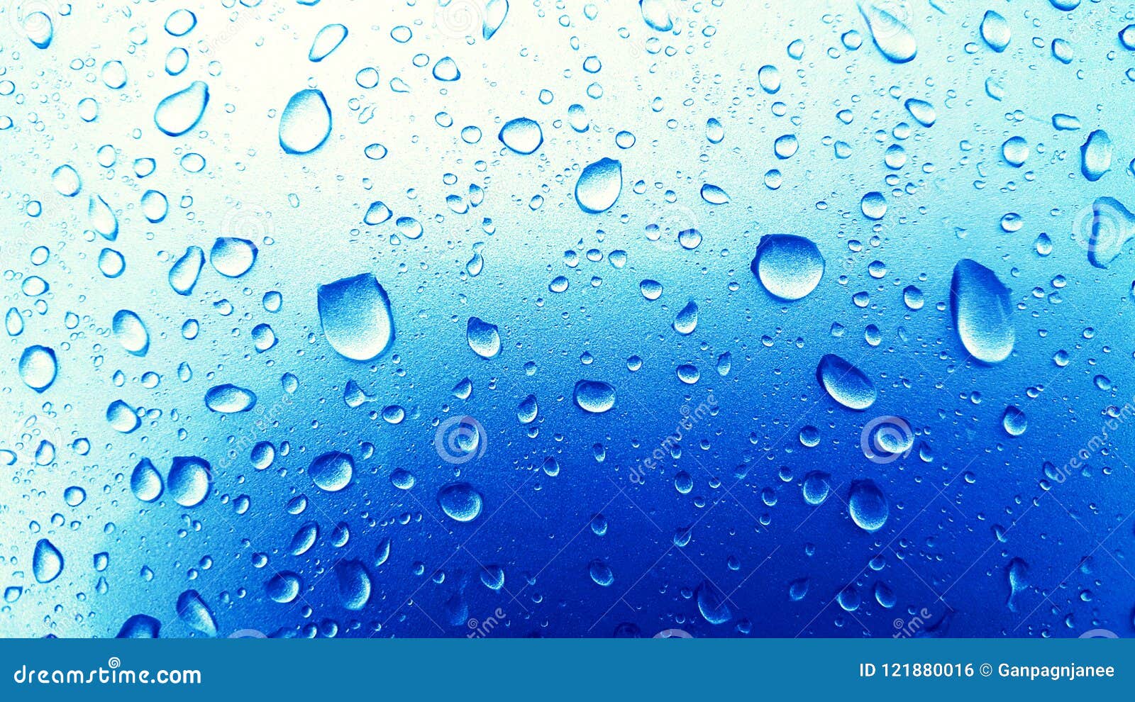 Water Drops Background on the Blue Glossy Surface, Rain Droplets Stock  Photo - Image of glossy, raindrop: 121880016