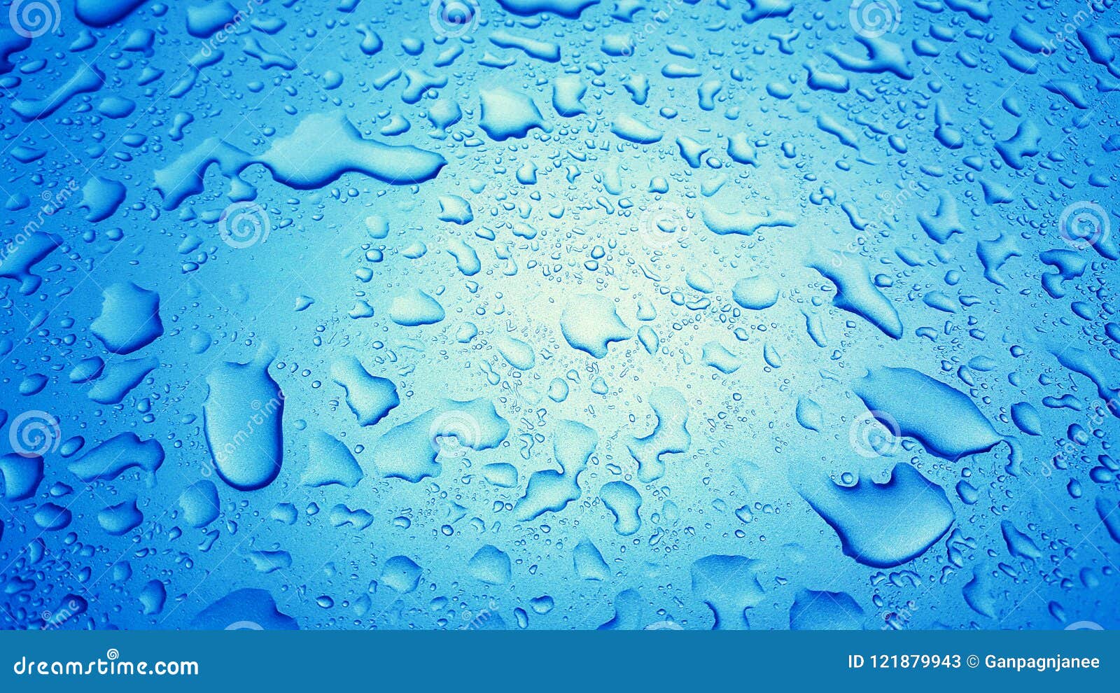 Water Drops Background on the Blue Glossy Surface, Rain Droplets Stock  Image - Image of drink, pure: 121879943