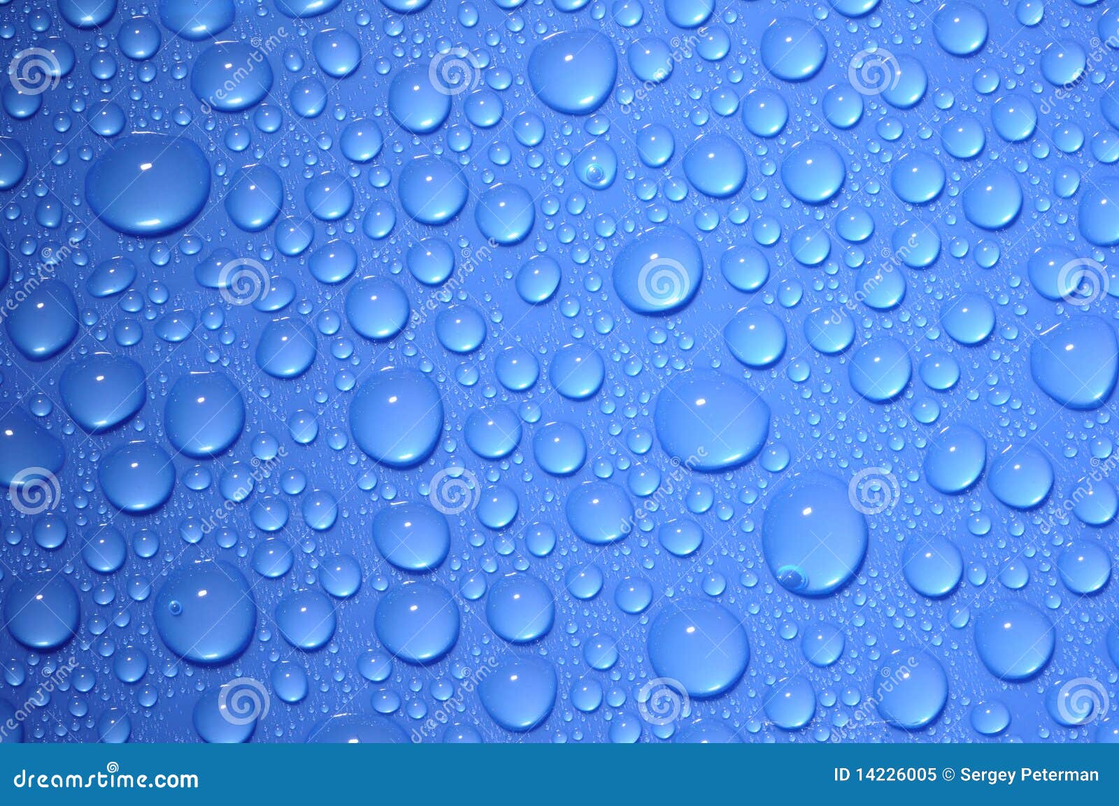 Water drops on blue glass stock image. Image of color 14226005