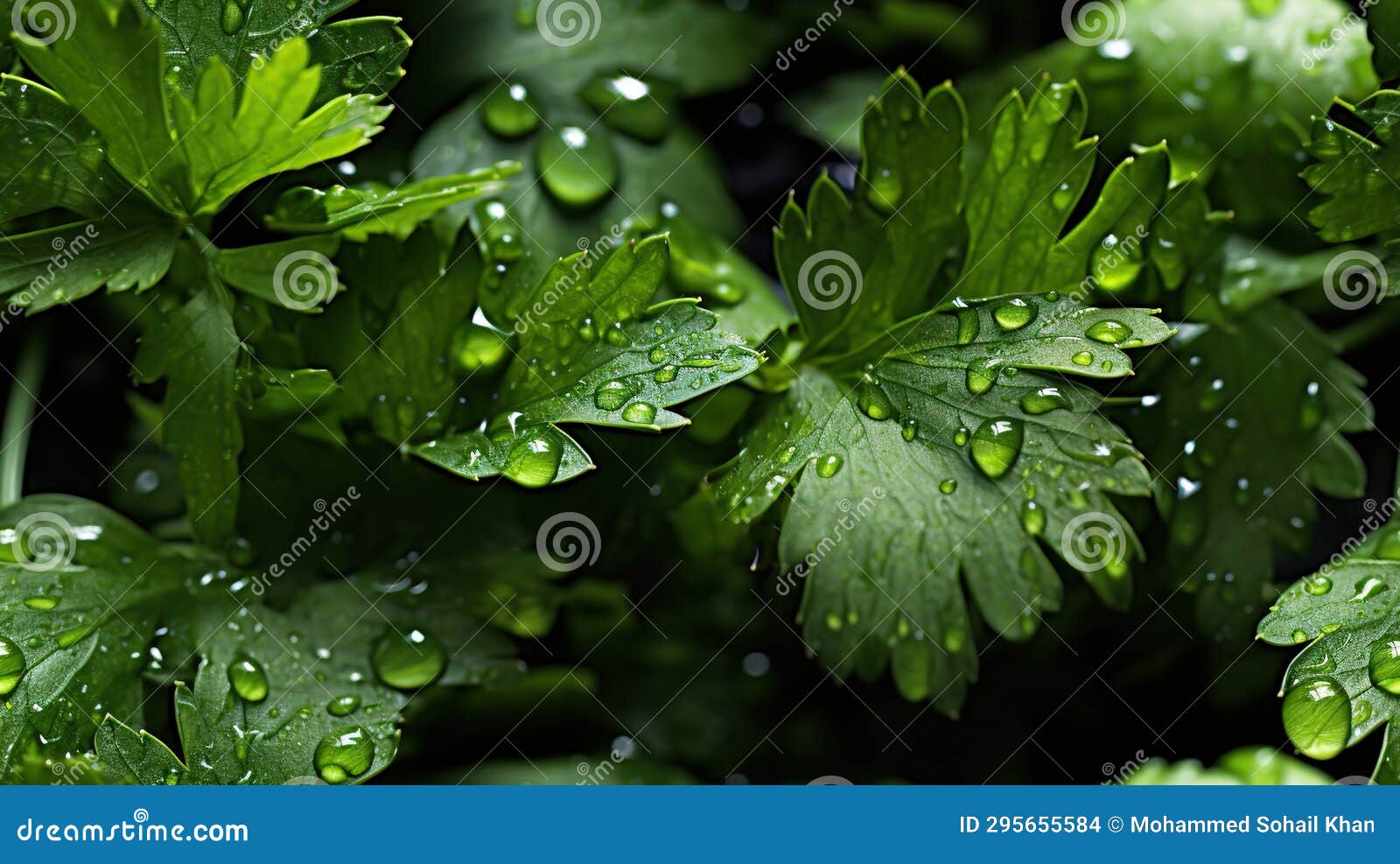 Water Drops on Fresh Coriander Leaves As Background Defocused Stock Photo Image of sprig