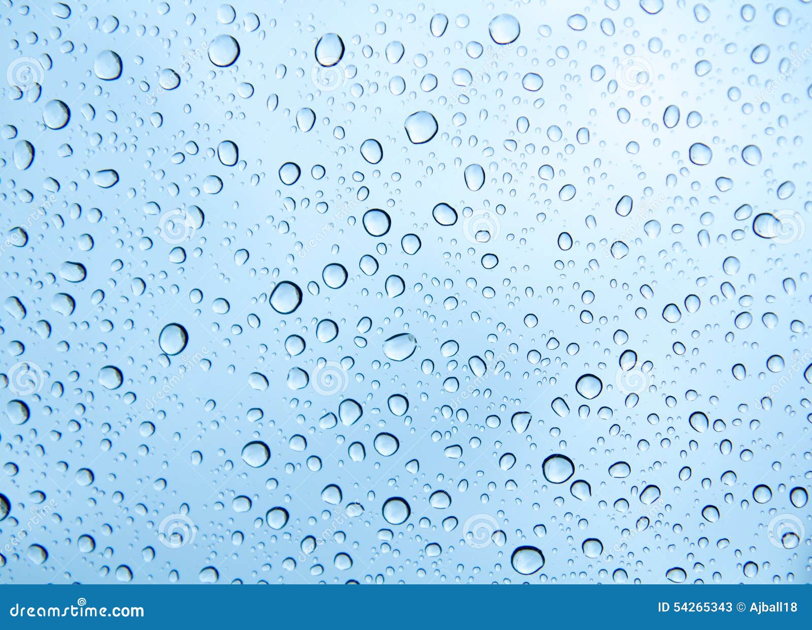 Water Drops on Glass and Blue Background Stock Image Image of macro