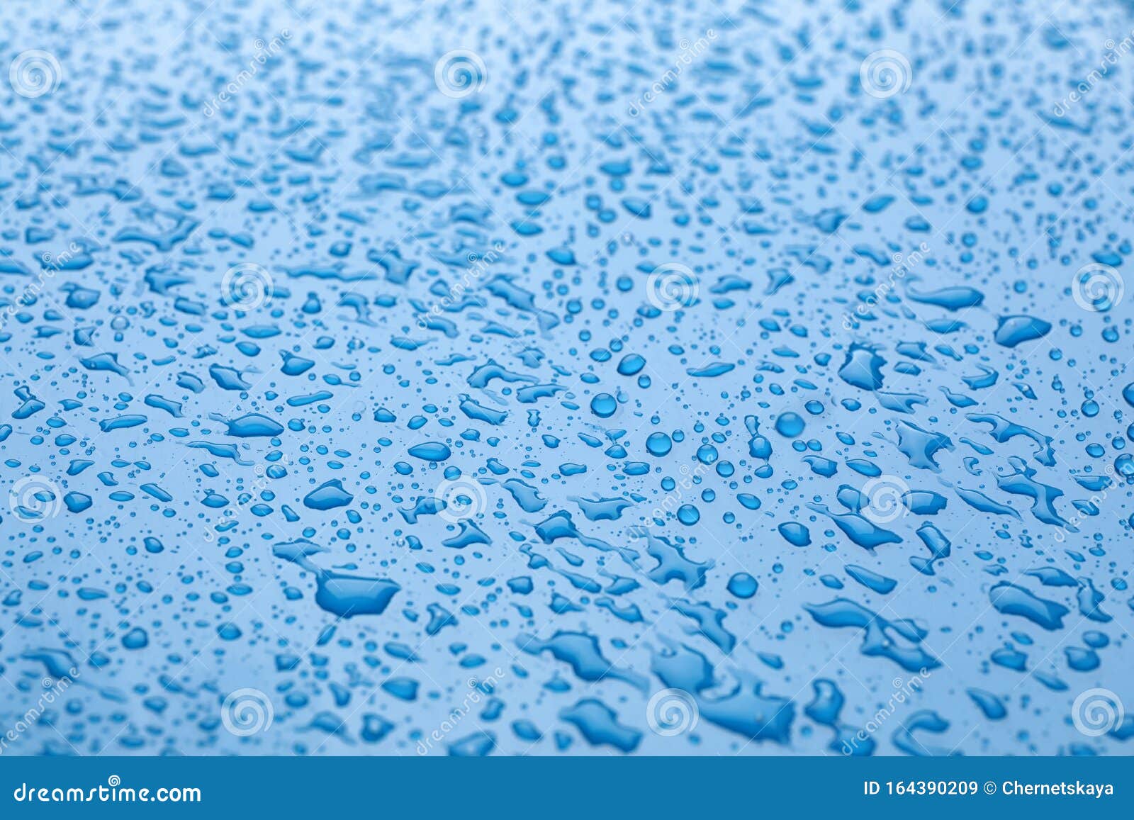 Water Drops on Light Blue Background, Closeup Stock Image Image of