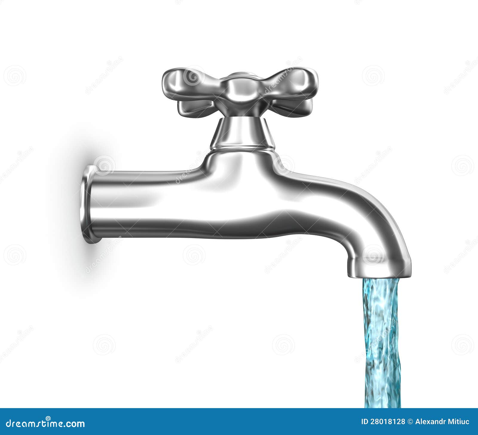 water faucet flowing water isolated white 28018128