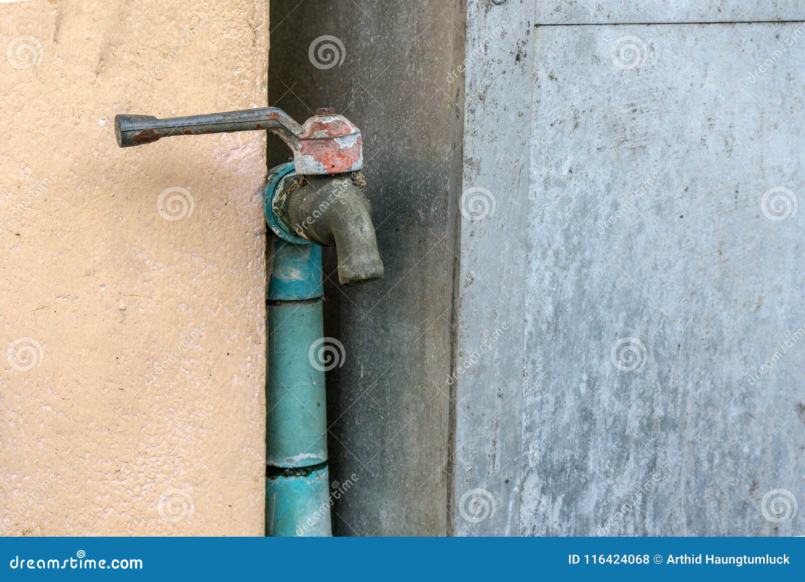 Water Faucet With Grass At Outdoor House Stock Photo Image Of