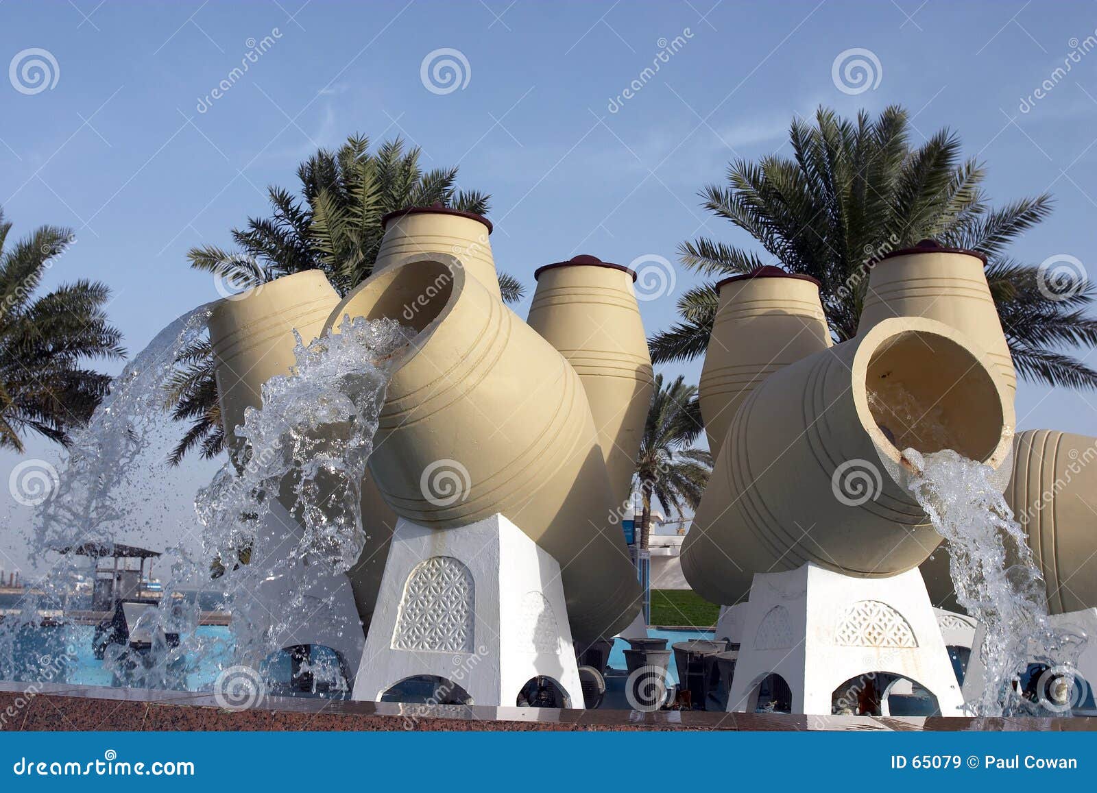 Water feature, Doha stock image. Image of landmark, palms 65079