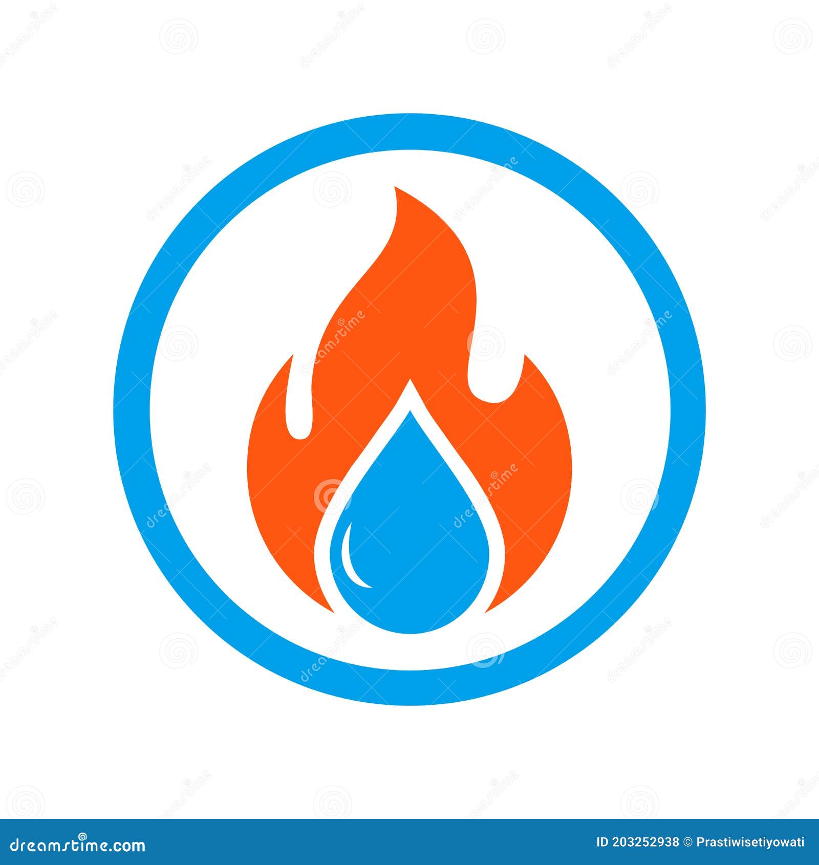 Water and Fire Energy Flat Icon Logo Stock Vector Illustration of