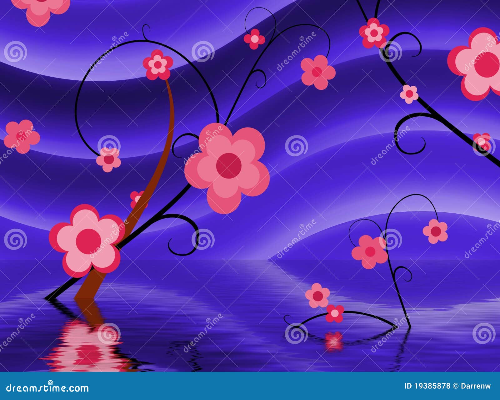 Water flowers stock illustration. Illustration of graphics - 19385878
