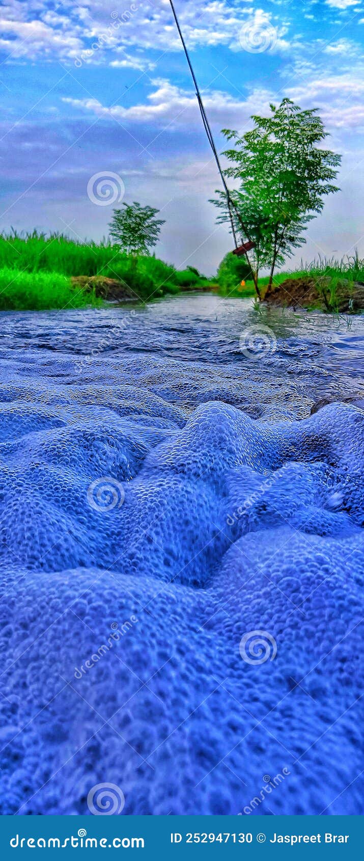 Water Flowing in the Fields through Ground... Stock Photo Image of