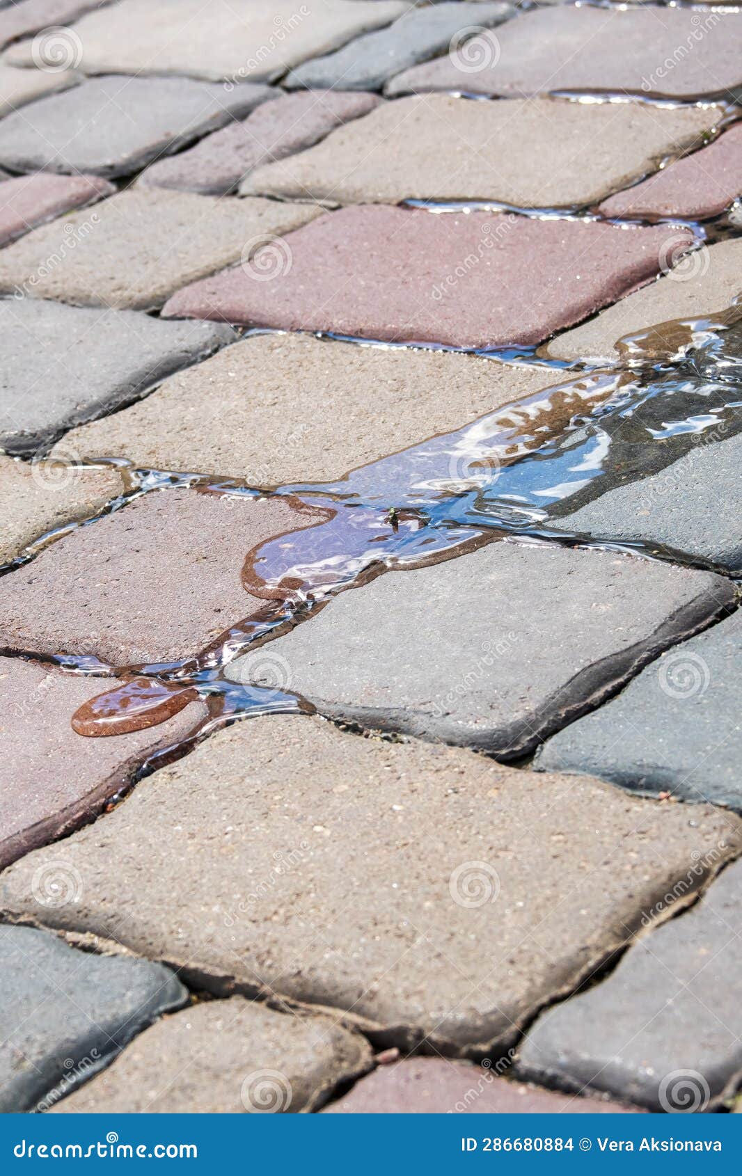 Water Flows on Paving Slabs Close Up Stock Photo Image of pattern