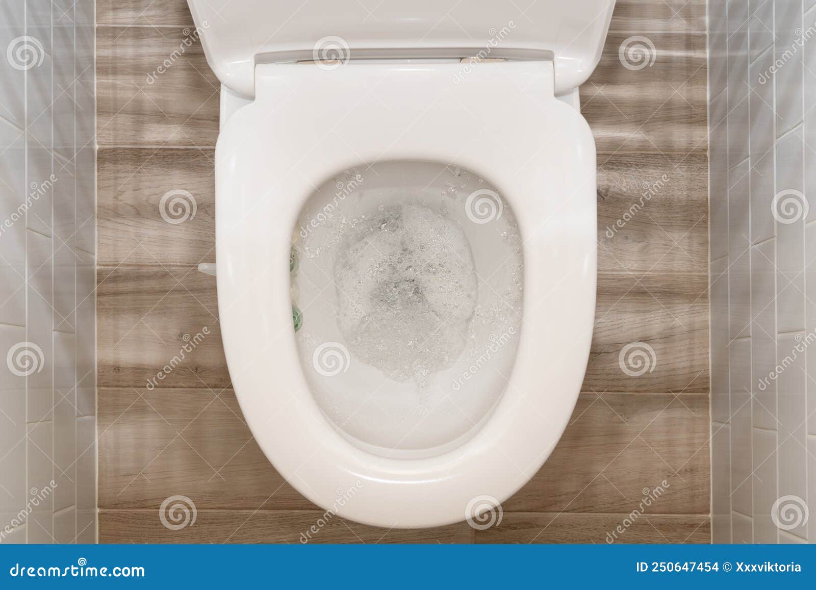 Water Flushing in Toilet Bowl, Top View Stock Photo Image of bathroom, view 250647454