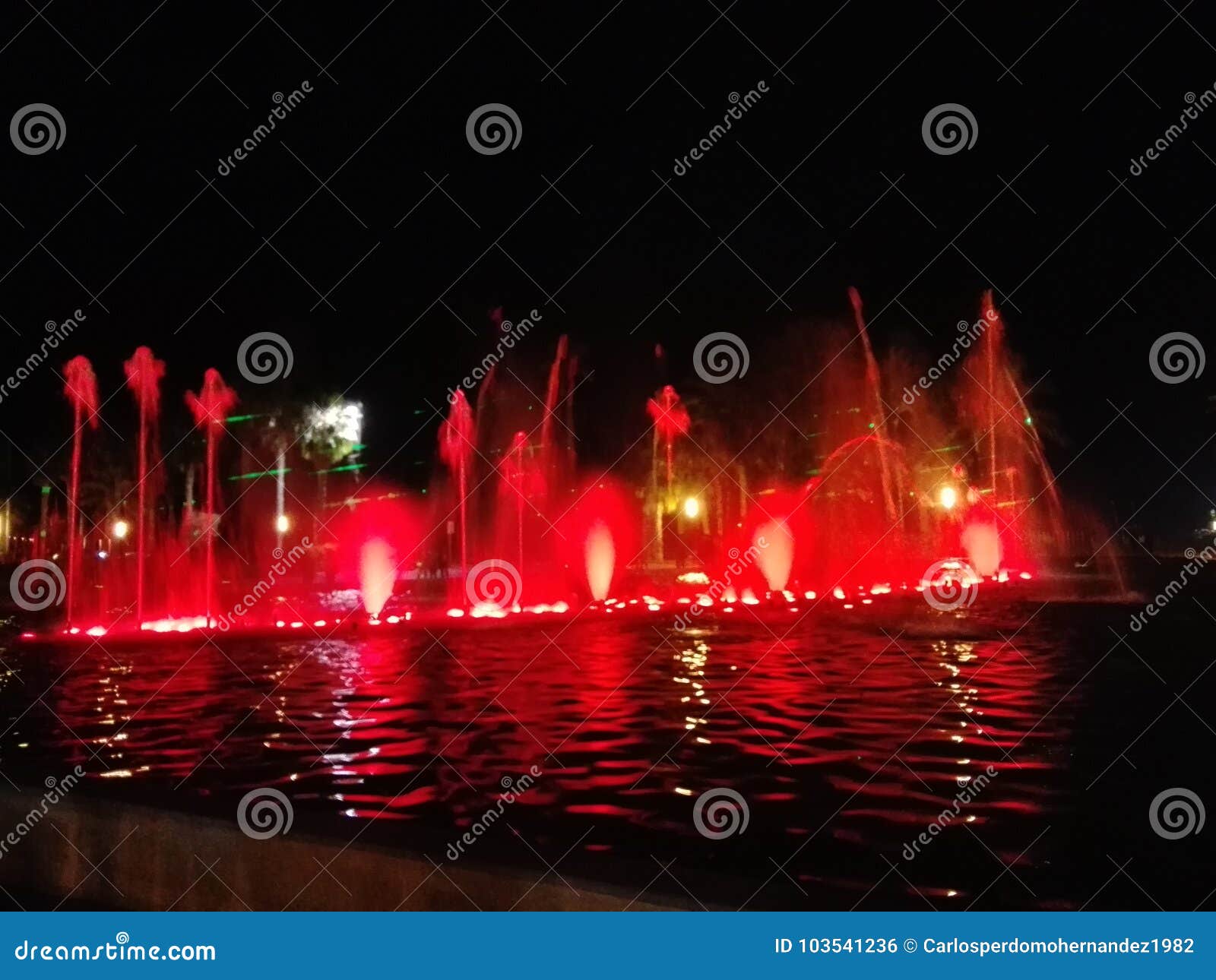 water fountain with lights and music