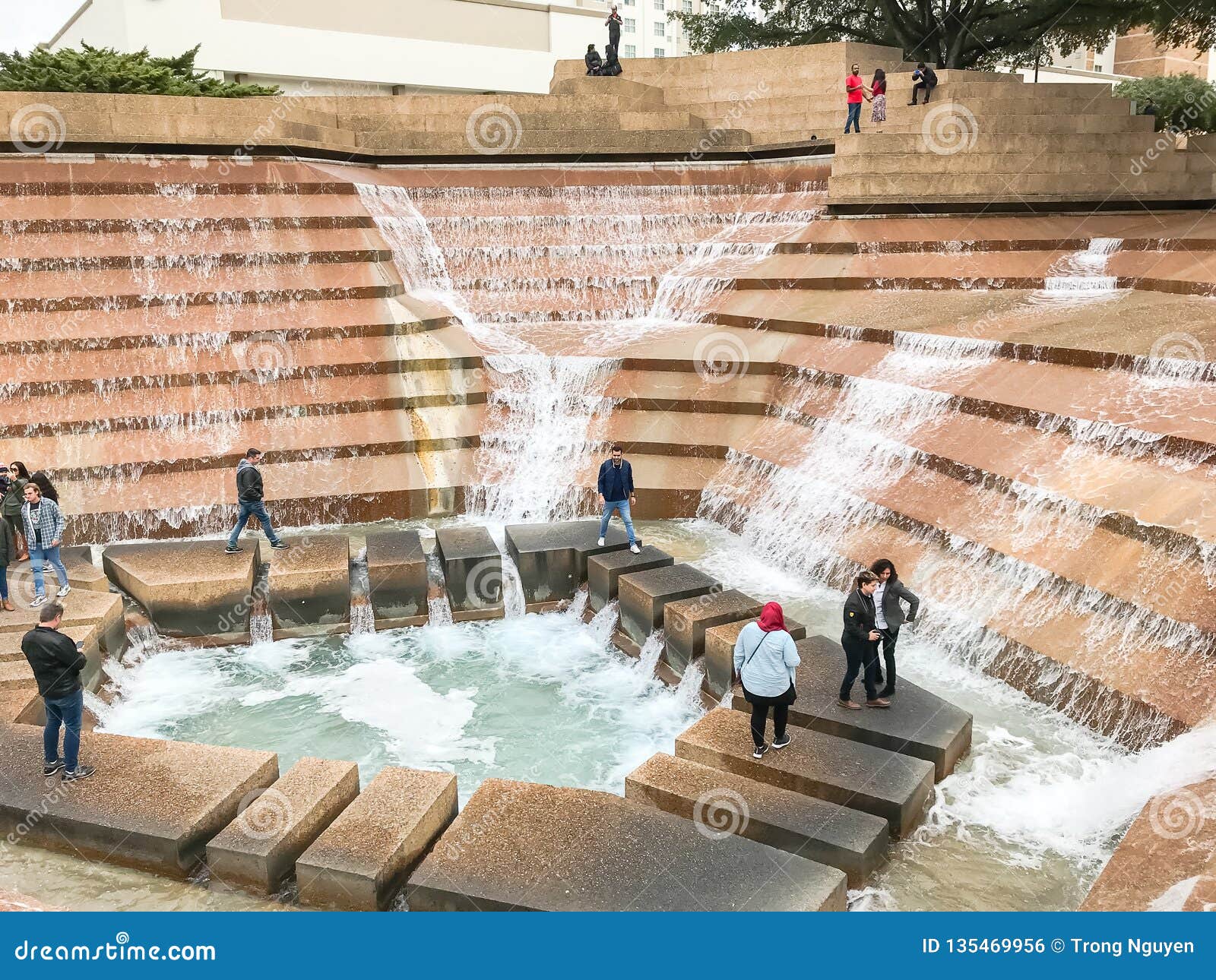 Water Gardens In Downtown Fort Worth With Visitors Editorial Photo