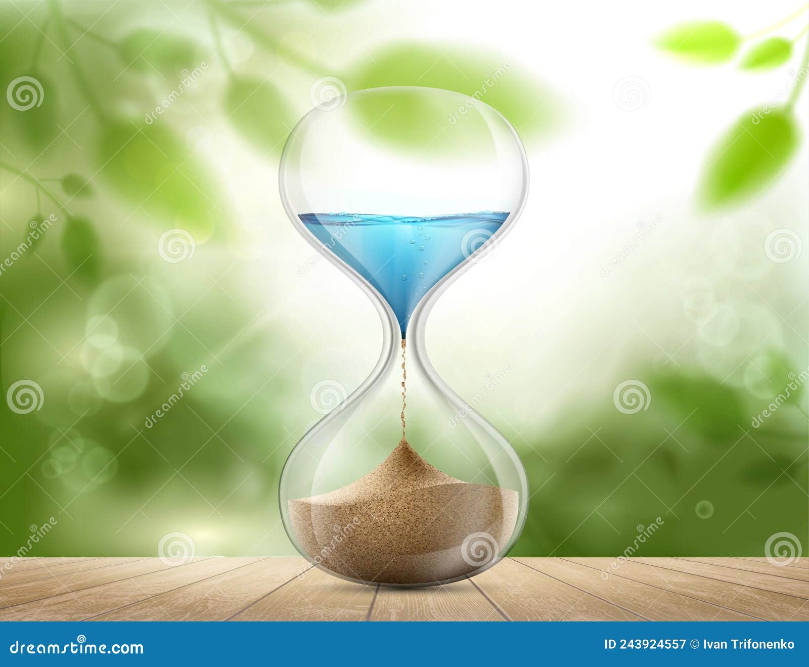 water in the hourglass turns into sand