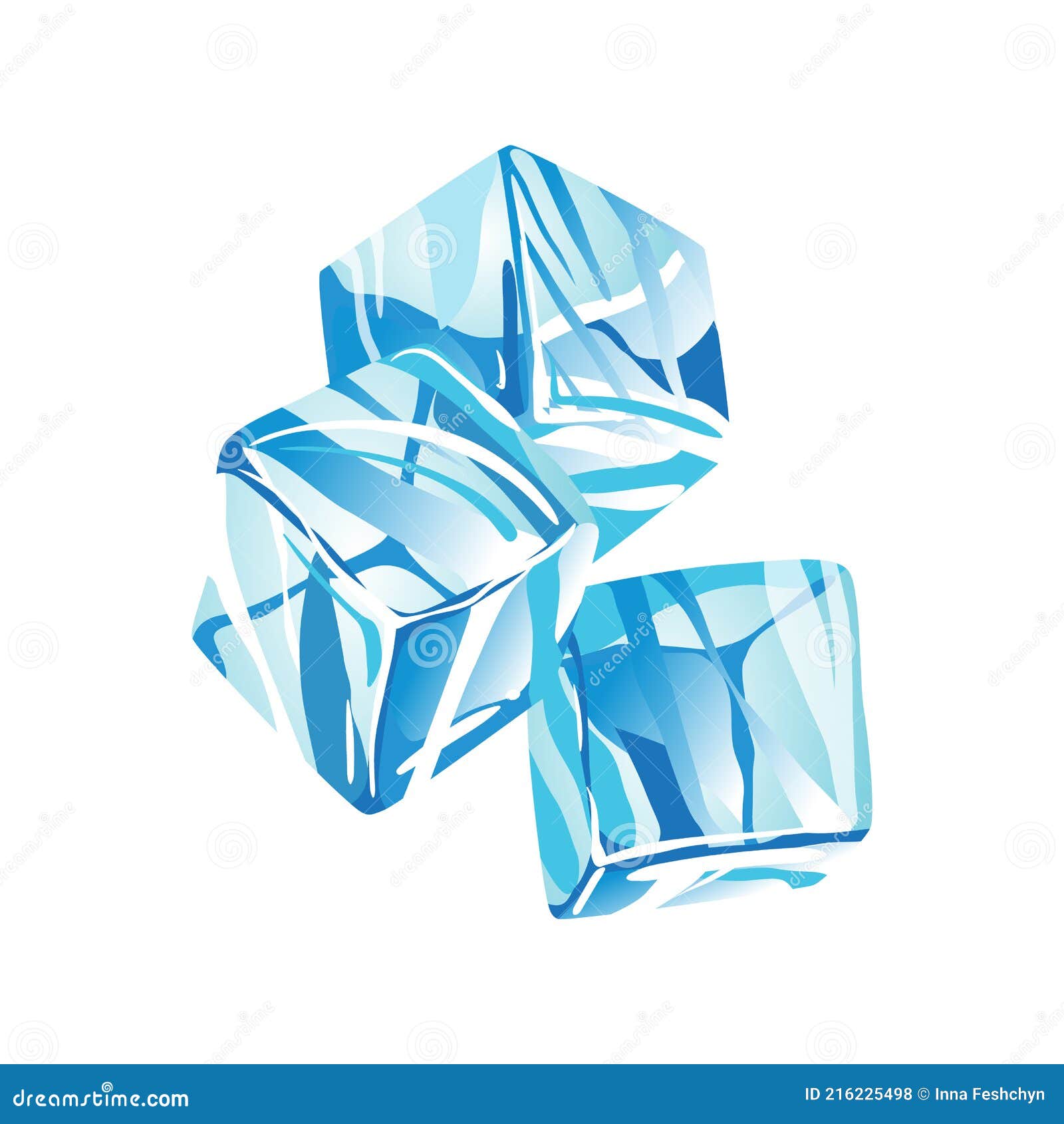 Water Ice Cube Icon. Frozen Water Particles. Set of Translucent Ice