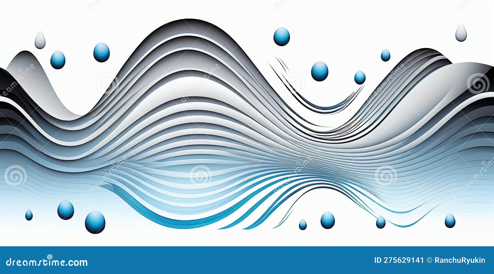 Water Illustration with Waves Simplicity Visual Lines Stock