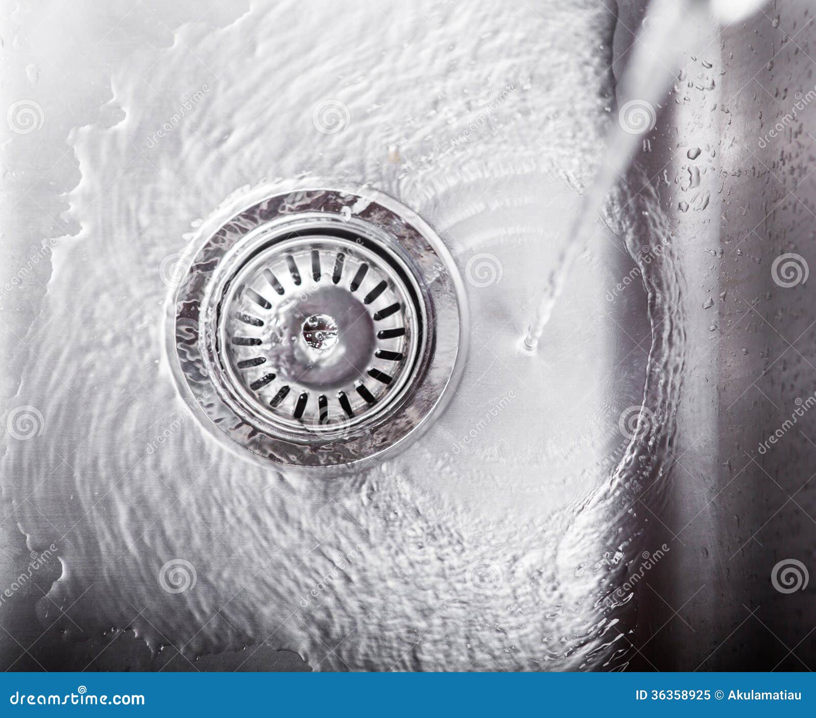 Water in Kitchen Sink IV stock image. Image of basin 36358925