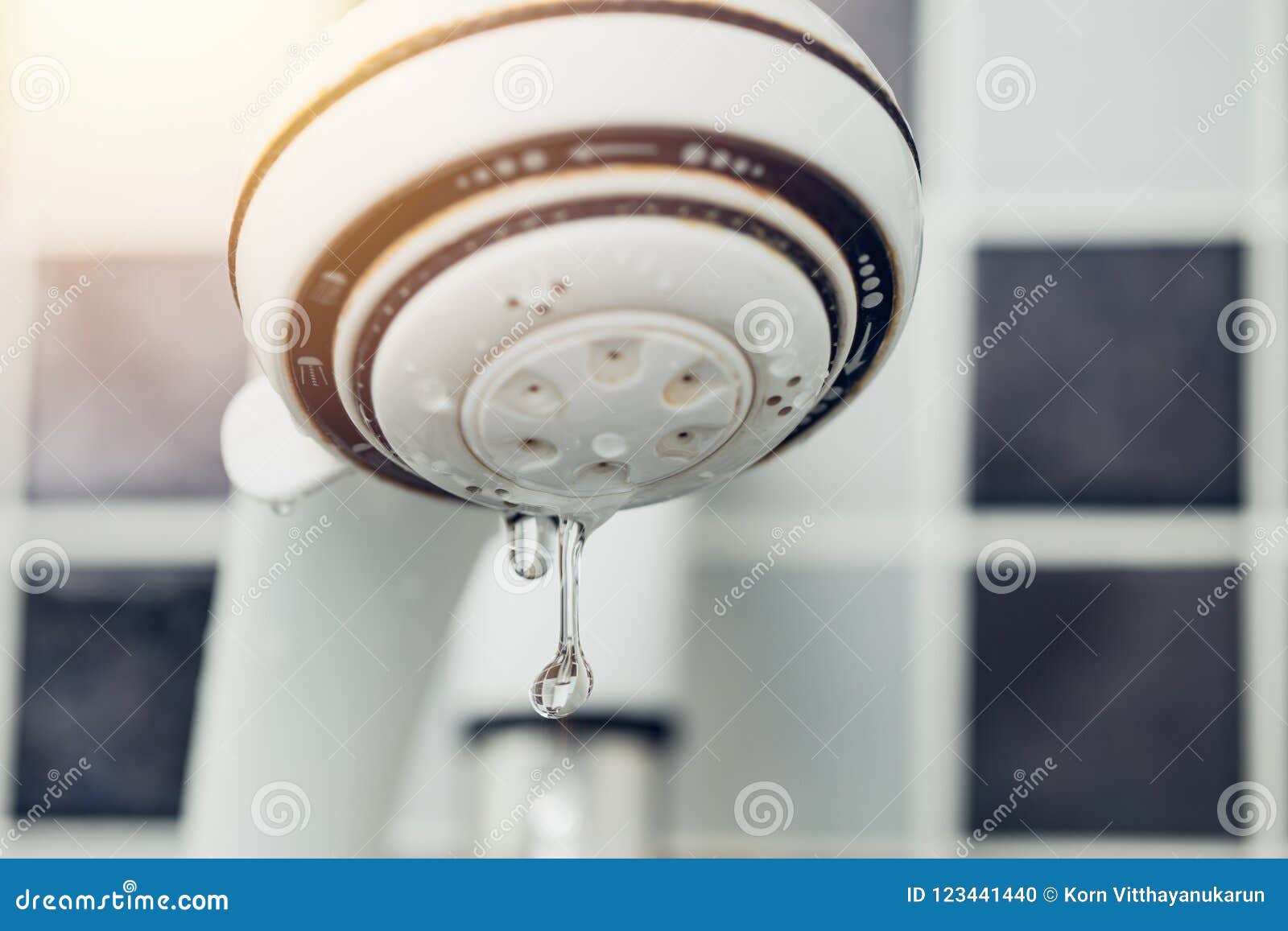 Water Leak Drop from Old Shower Head Stock Photo Image of leak