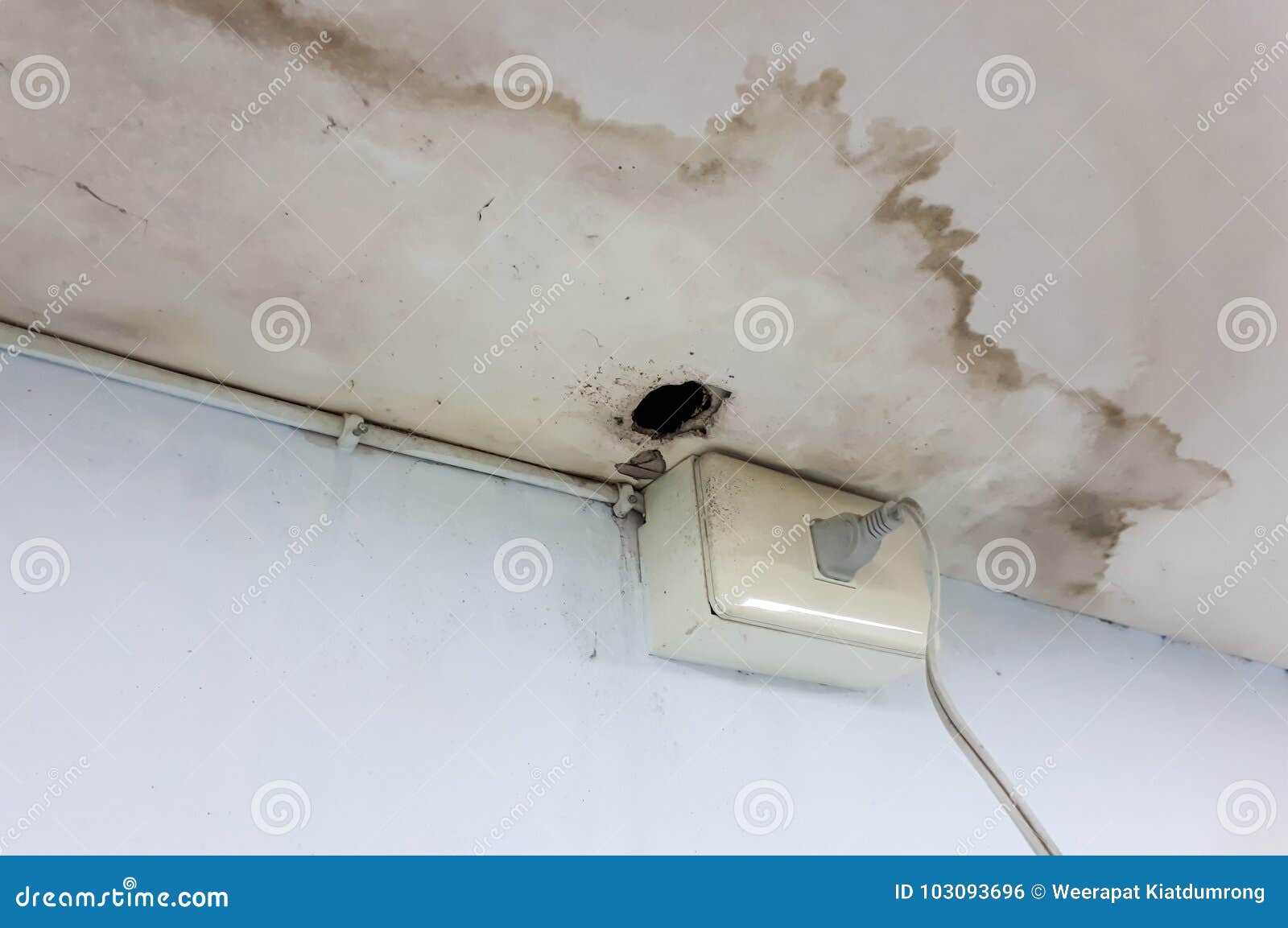 Water Leaking From The Roof Stock Photo Image Of Plug
