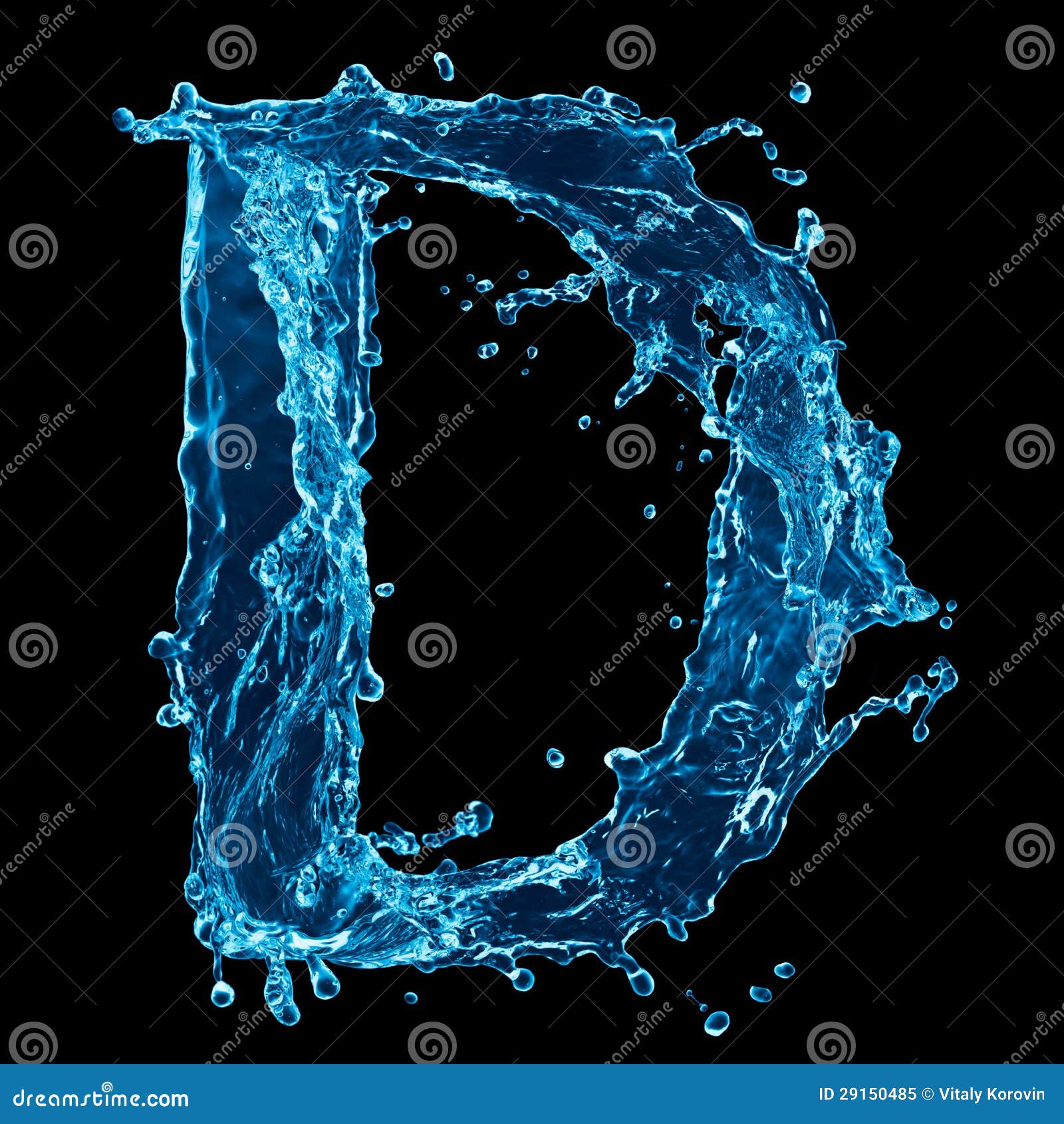 Water Letter D on Black stock image. Image of splash - 29150485