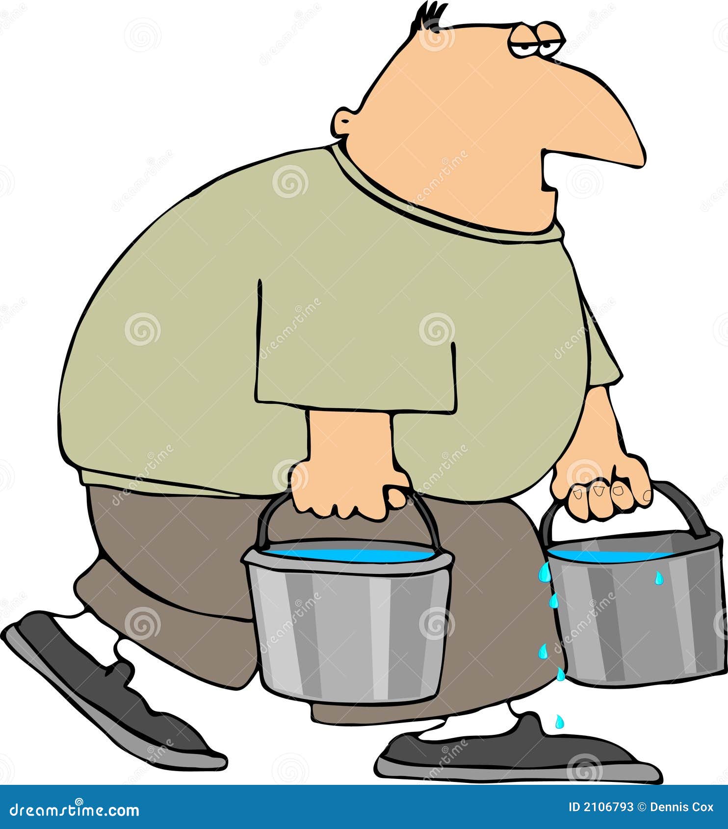 Home and Household Clipart-boy carring heavy water bucket clipart