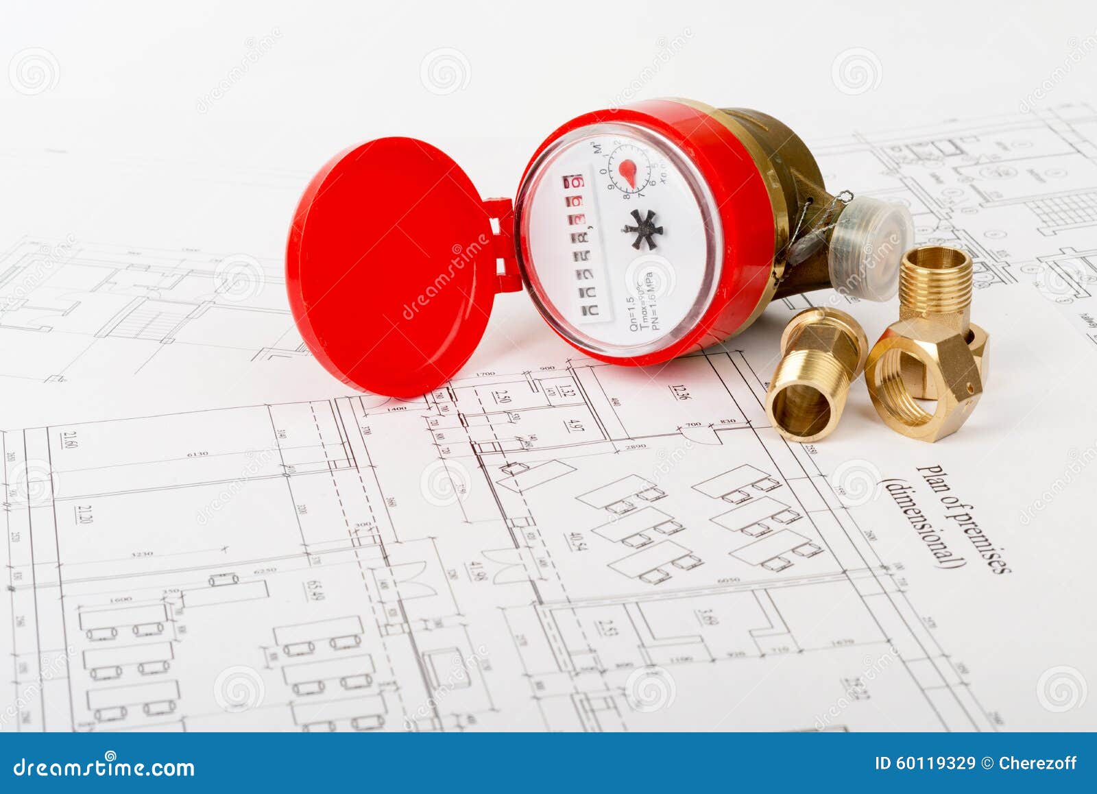Water Meter with Fitting Pieces Stock Image Image of draft, figure