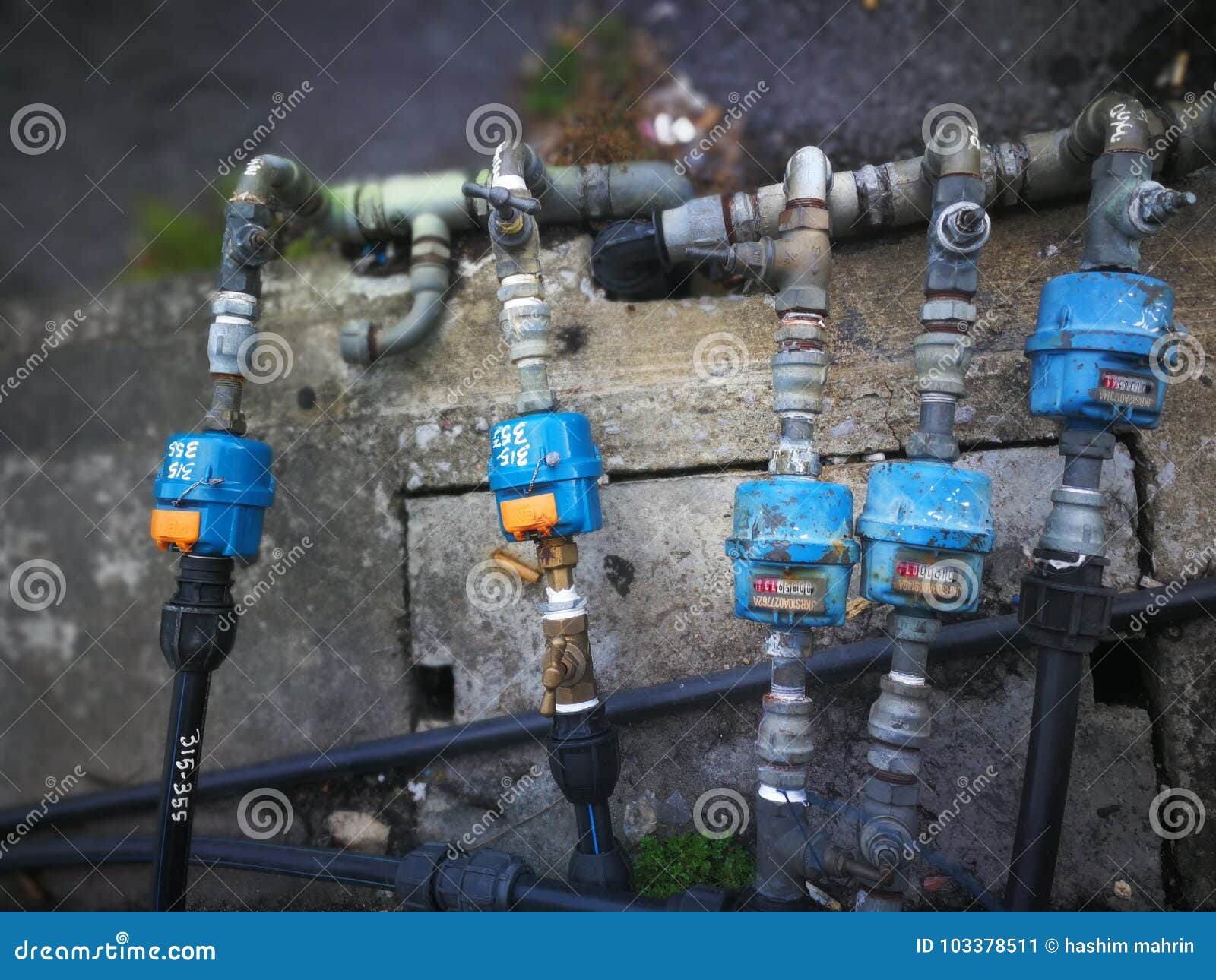 Water meter pipe editorial photo. Image of pipe, form 103378511