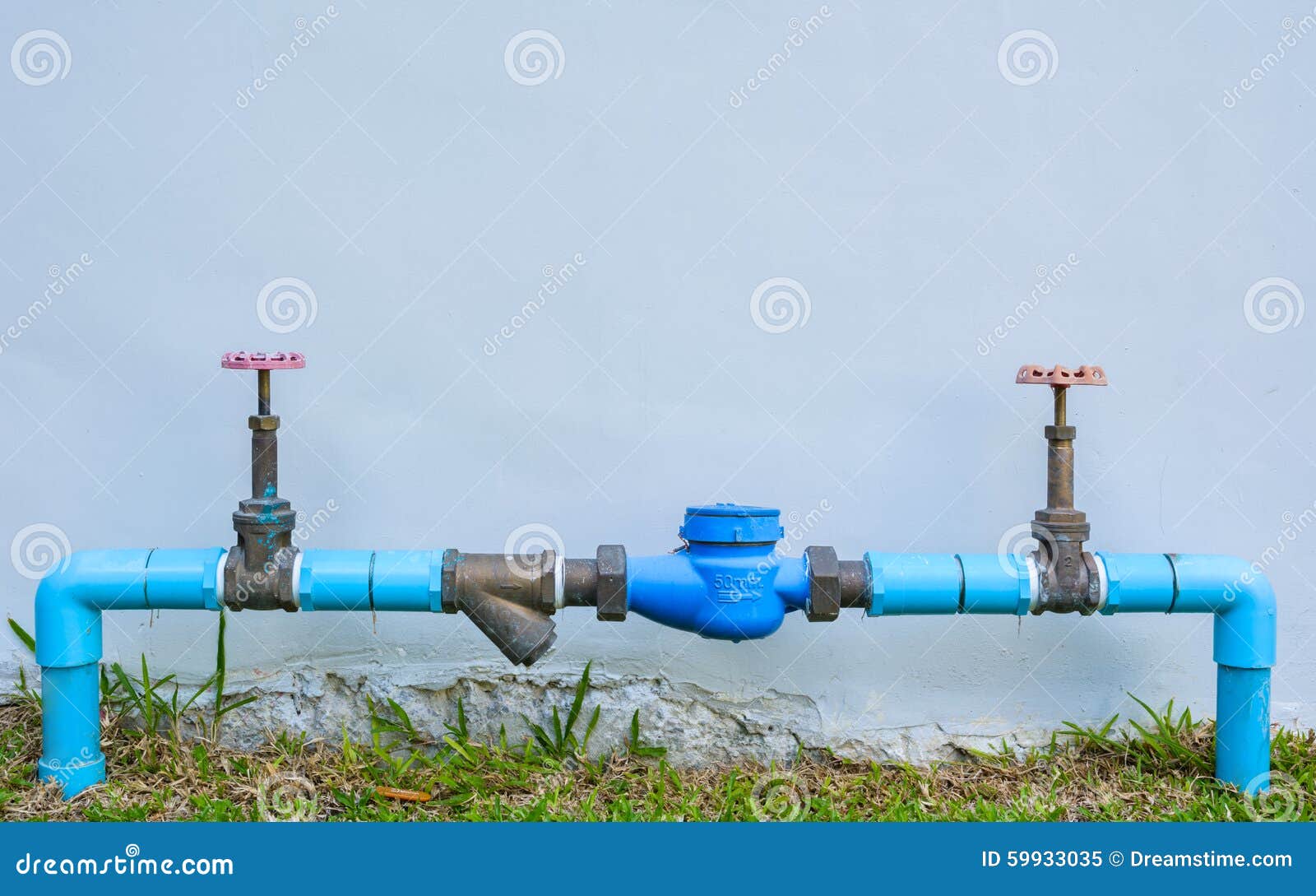 Water meter and Plumbing stock image. Image of connection 59933035