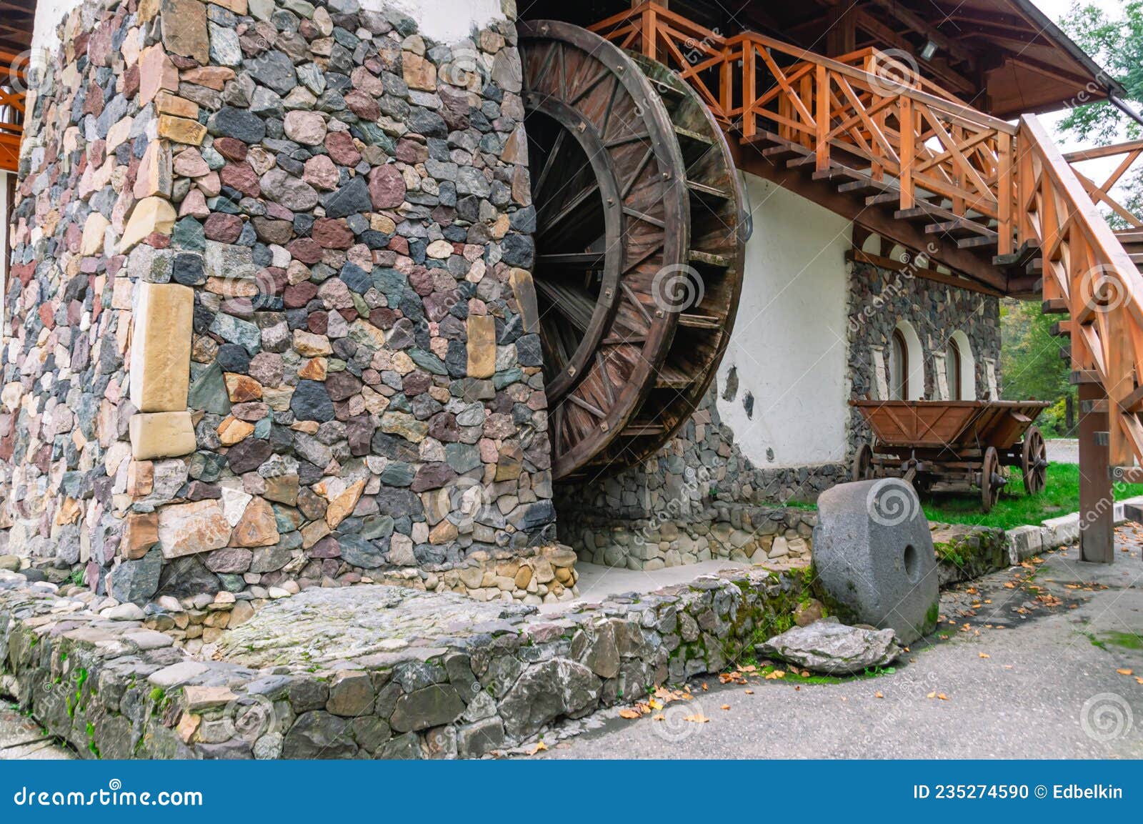 A Water Mill for Grinding Grain Stock Photo Image of water, millstone