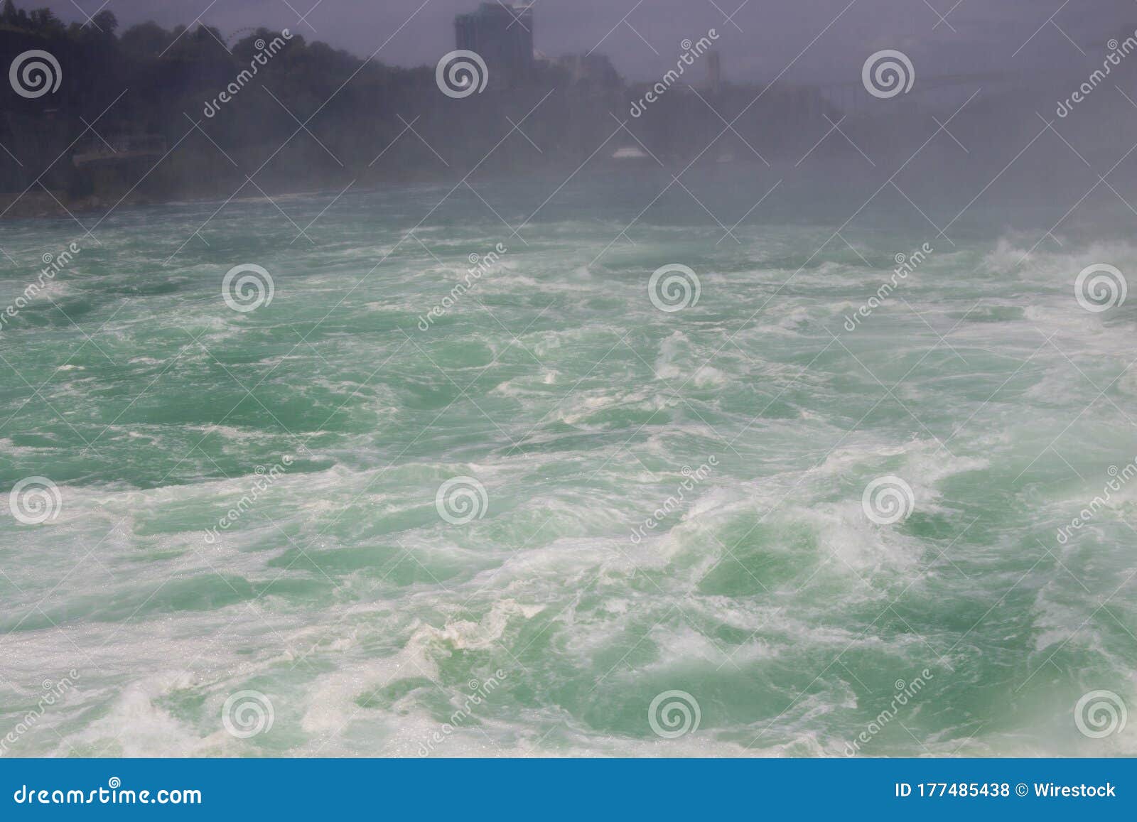 Water of Niagara Falls between Canada and USA Stock Photo Image of