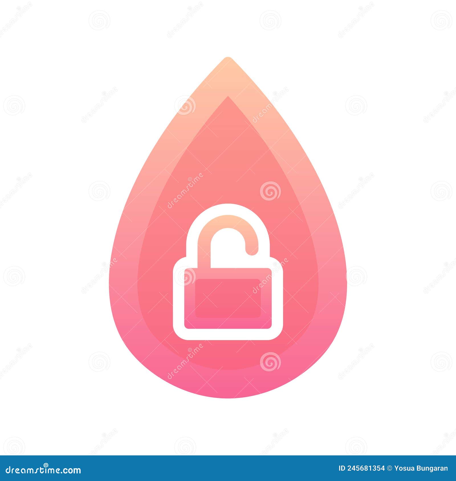 Water Padlock Gradient Logo Design Template Icon Stock Vector