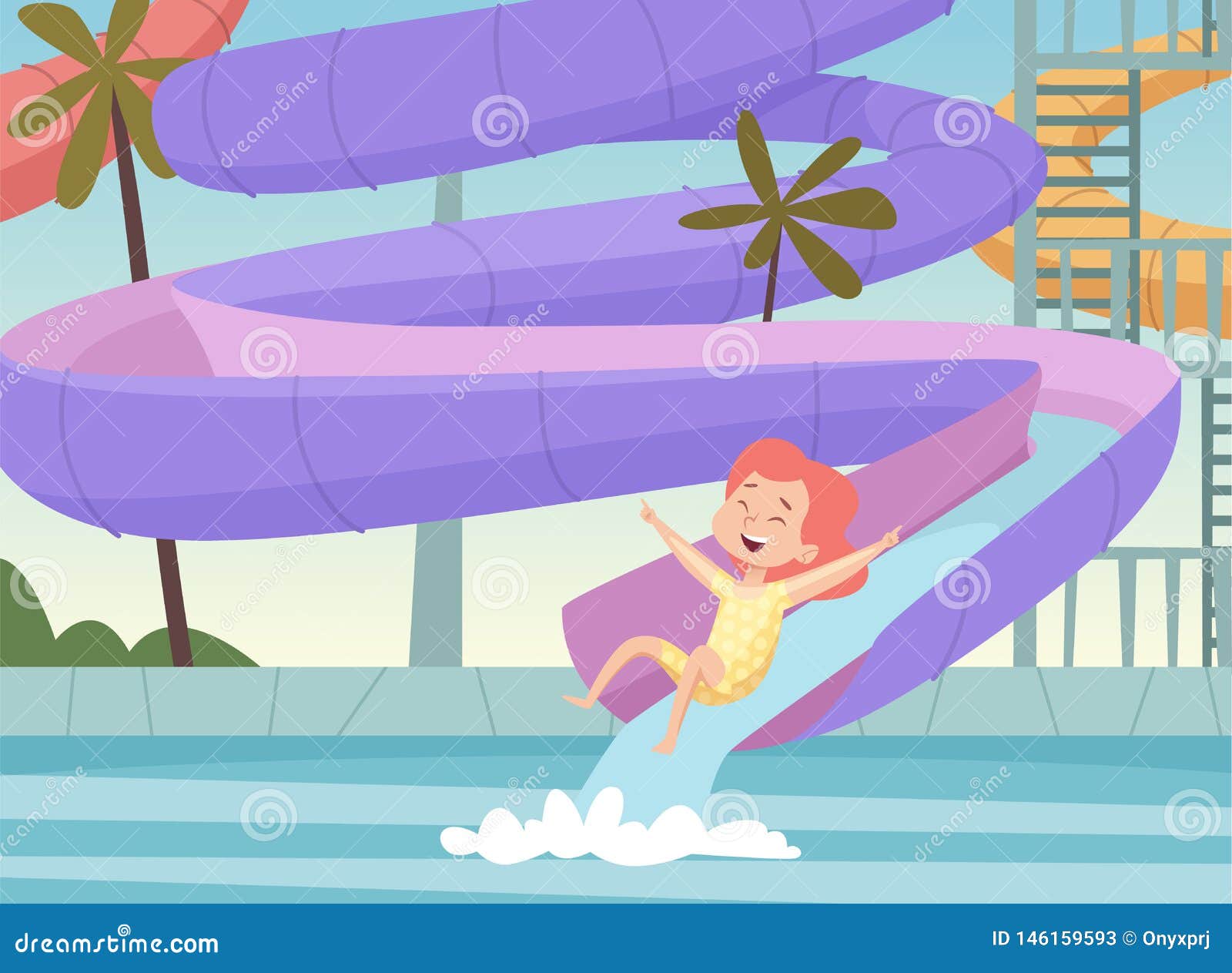 Water Park Background. Kids Jumping and Swimming in Urban Pool Outdoor  Attractions Fun in Aquapark Cartoon Vector Stock Vector - Illustration of  people, pastime: 146159593